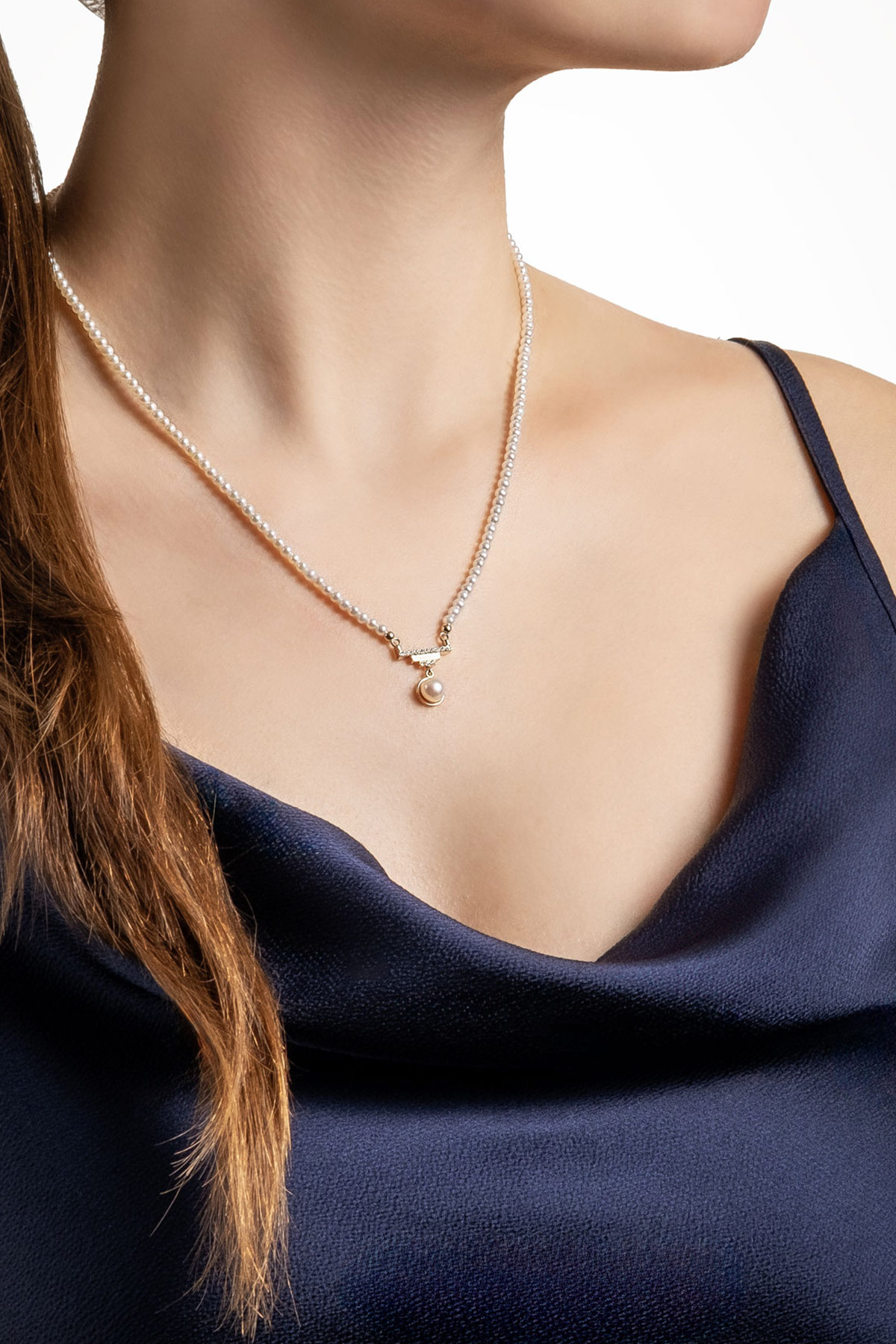 Diamond Collection 14 K Sarı Altın 0,09 Karat Pırlanta Doğal İnci Kolye DW04230123644_3