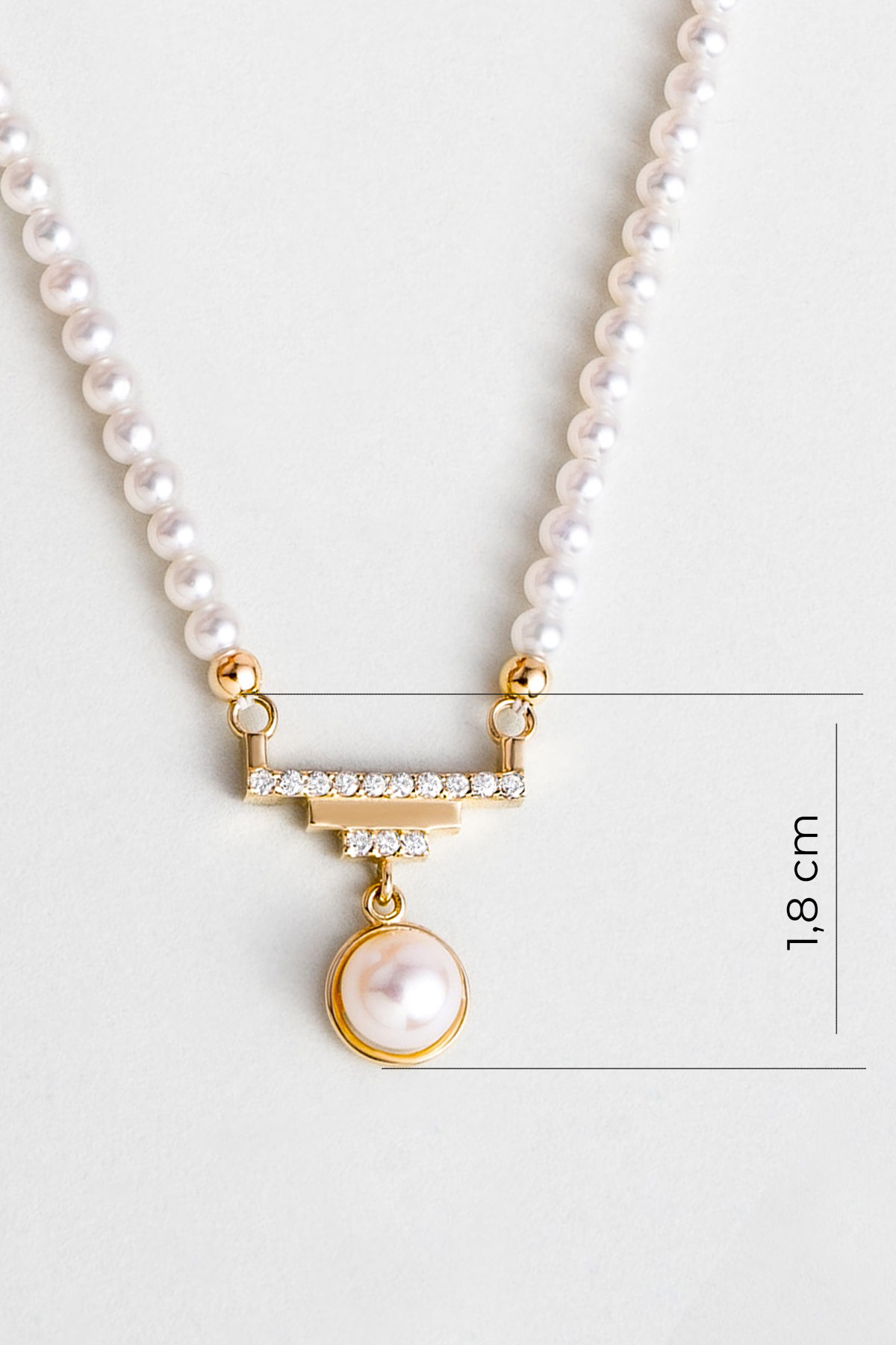 Diamond Collection 14 K Sarı Altın 0,09 Karat Pırlanta Doğal İnci Kolye DW04230123644_2