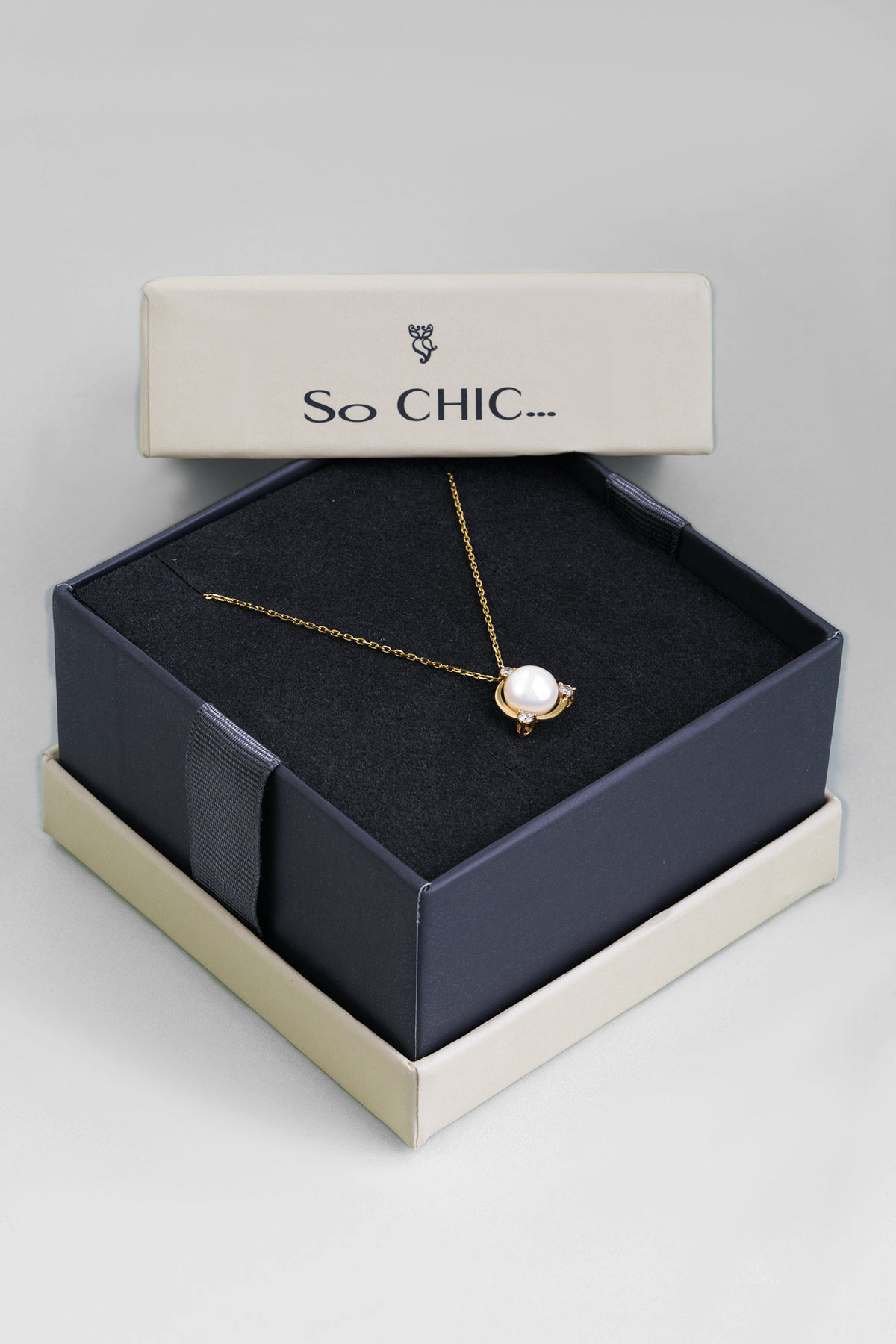 Diamond Collection 14 K Sarı Altın 0,11 Karat Pırlanta Doğal İnci Kolye DW04240213644_6