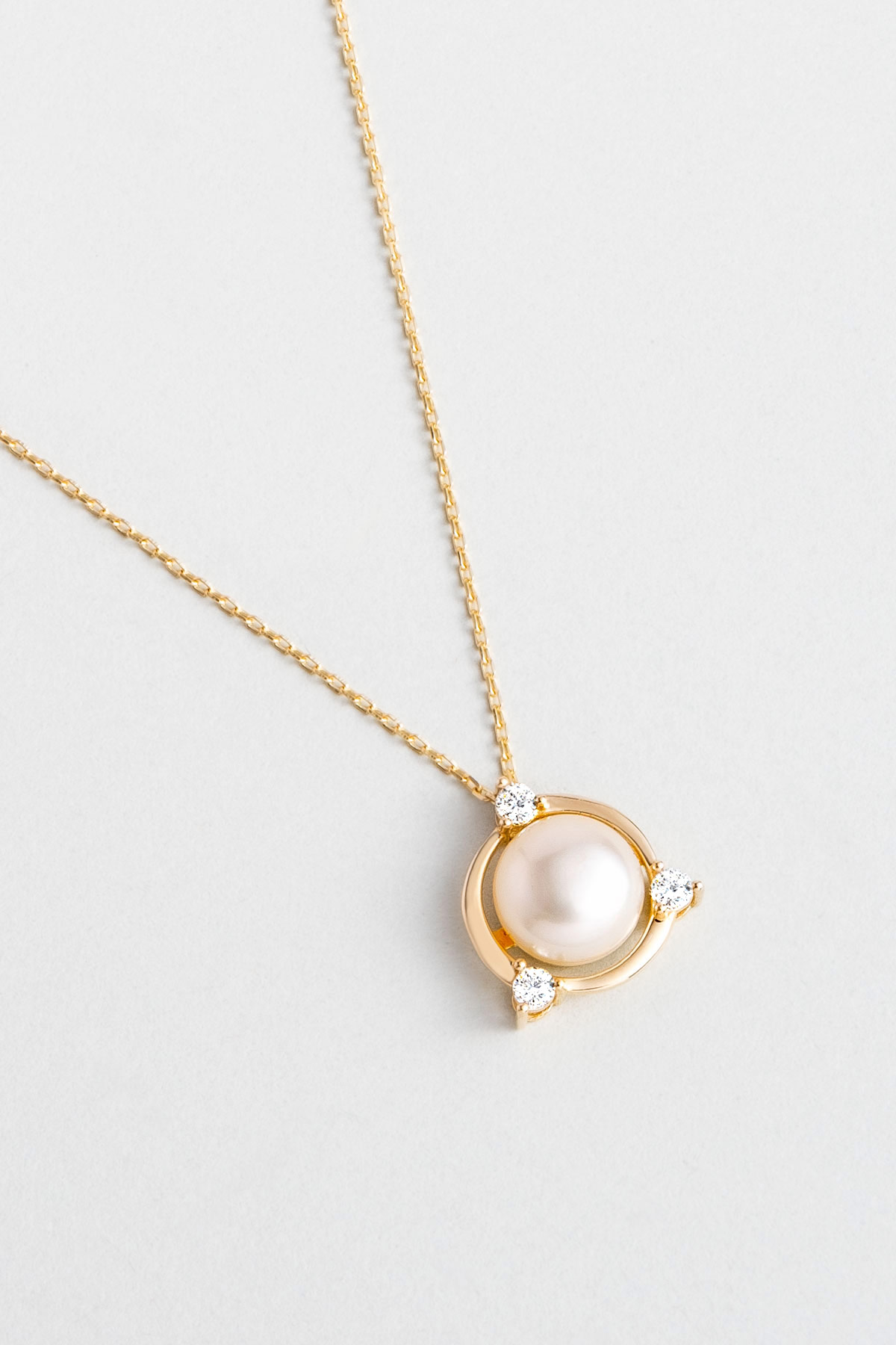 Diamond Collection 14 K Sarı Altın 0,11 Karat Pırlanta Doğal İnci Kolye DW04240213644_4