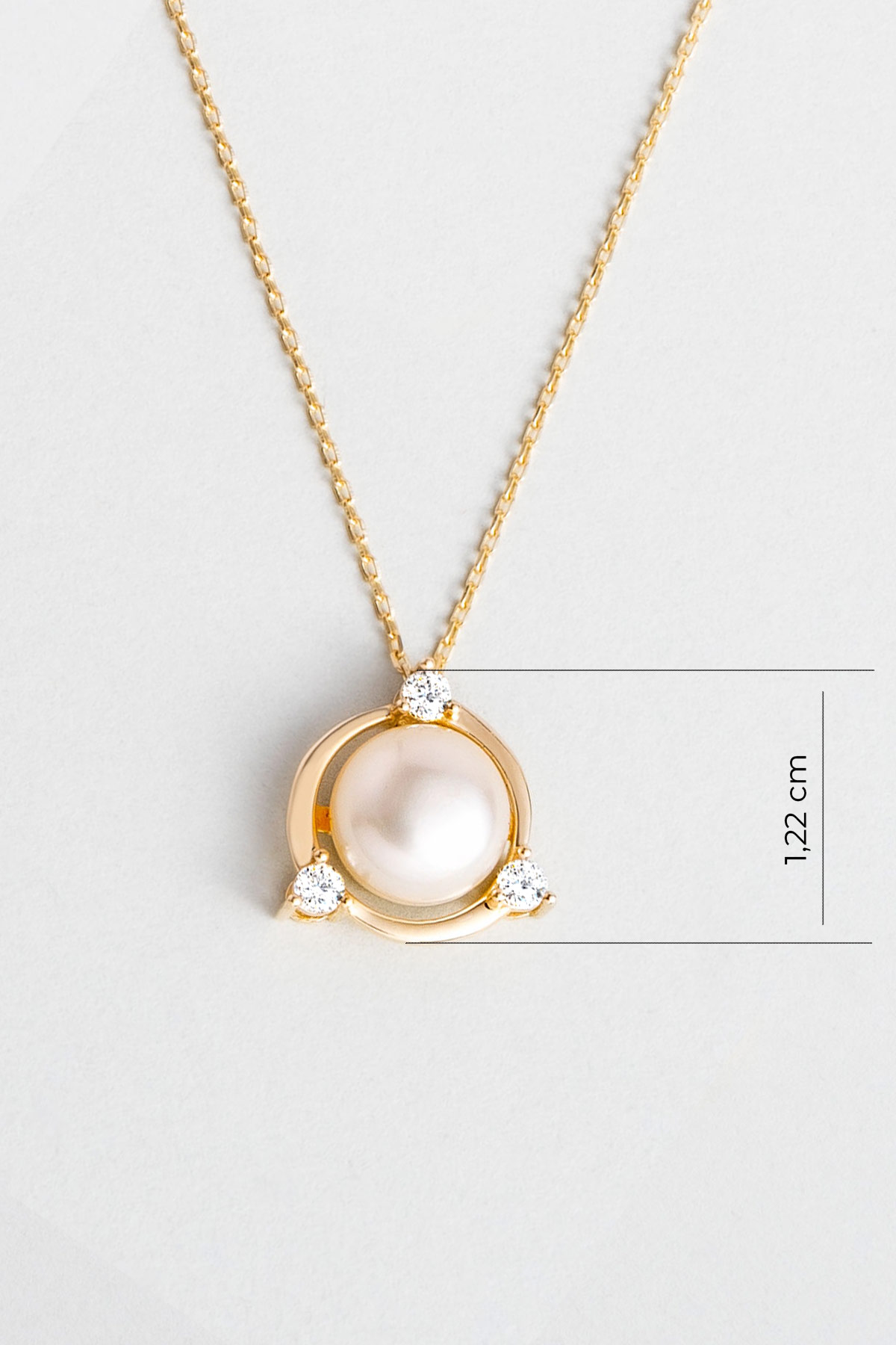 Diamond Collection 14 K Sarı Altın 0,11 Karat Pırlanta Doğal İnci Kolye DW04240213644_2