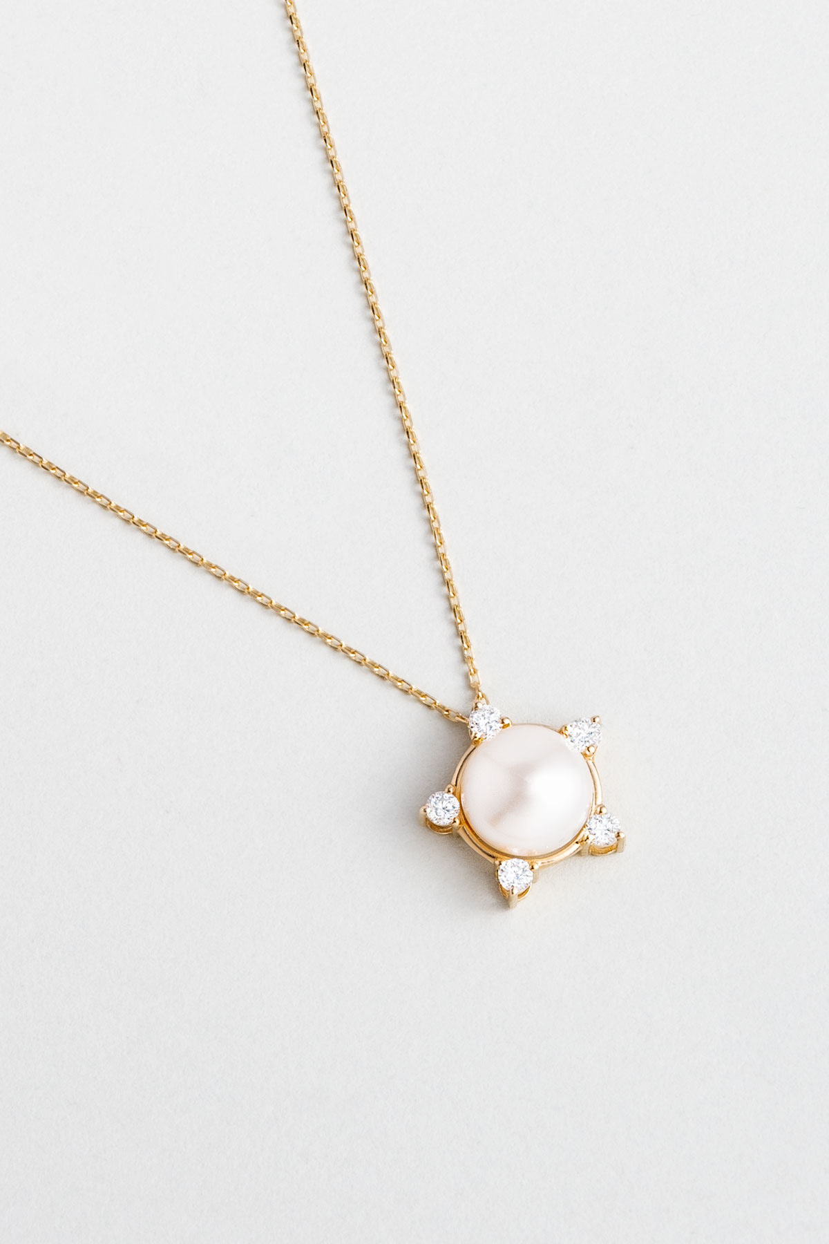 Diamond Collection 14 K Sarı Altın 0,17 Karat Pırlanta Doğal İnci Kolye DW04250203644_4