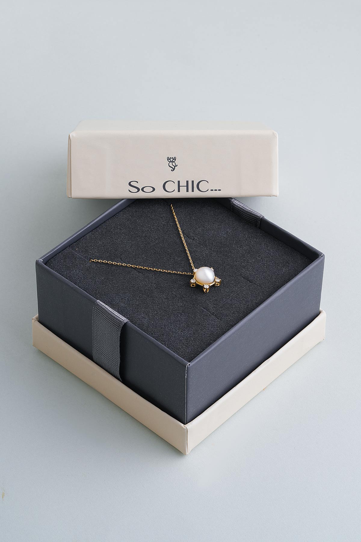 Diamond Collection 14 K Sarı Altın 0,17 Karat Pırlanta Doğal İnci Kolye DW04250203644_6