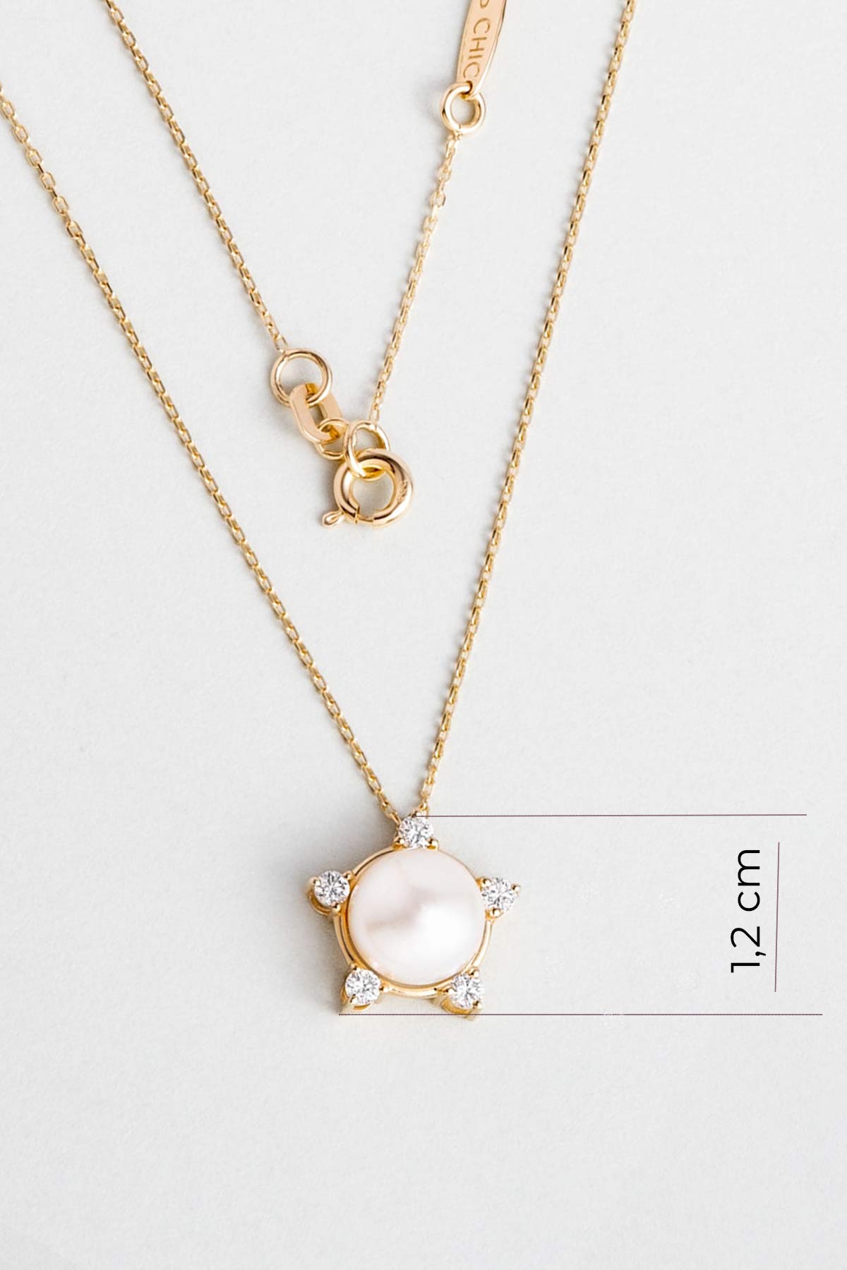 Diamond Collection 14 K Sarı Altın 0,17 Karat Pırlanta Doğal İnci Kolye DW04250203644_2