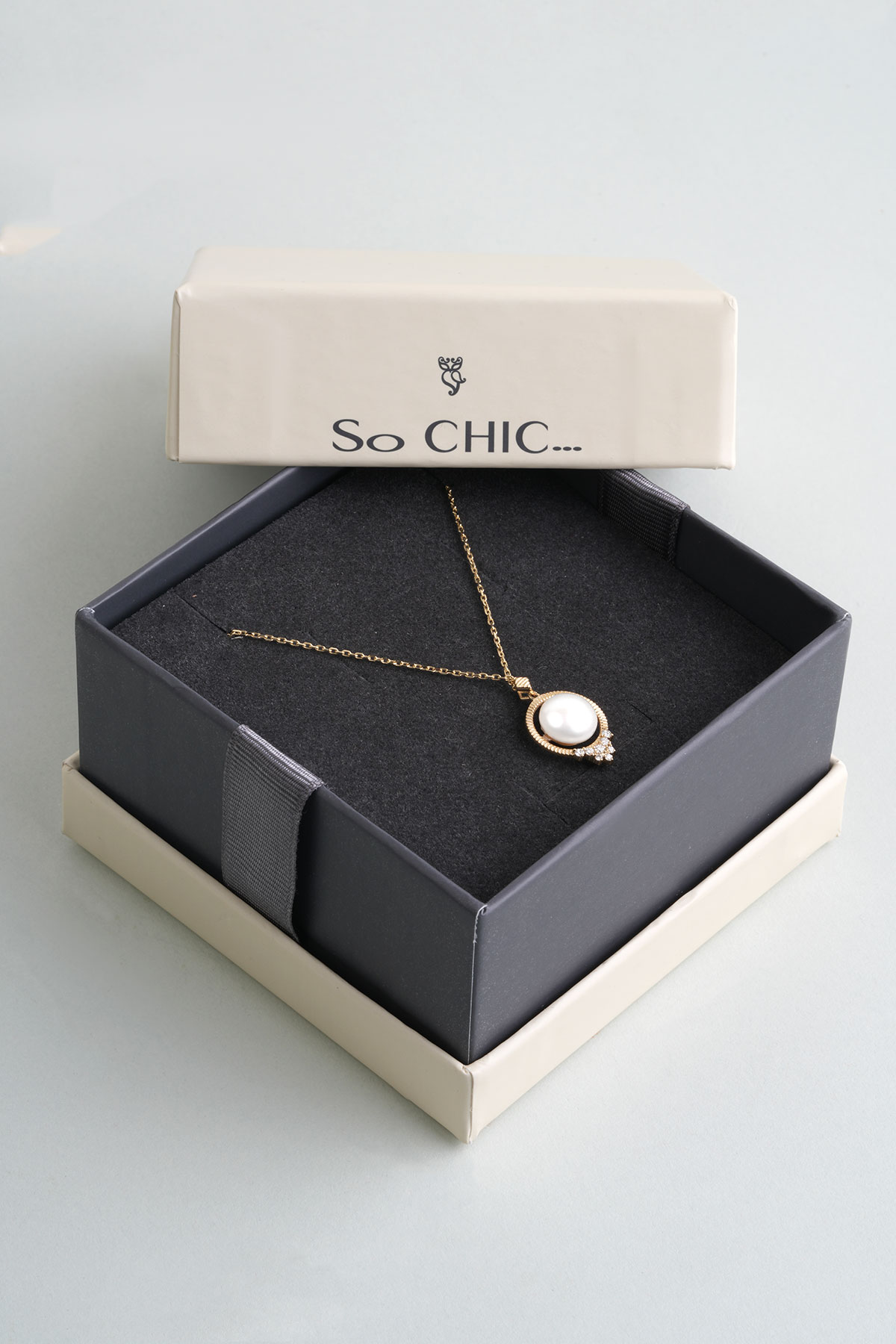 Diamond Collection 14 K Sarı Altın 0,10 Karat Pırlanta Doğal İnci Kolye dw04260243644_5