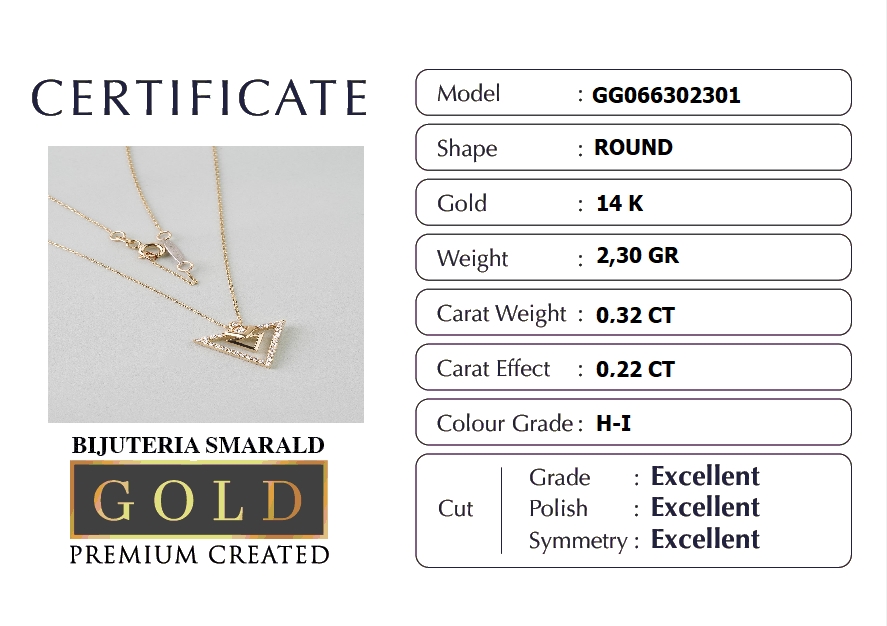 Resim 14 Ayar Sarı Altın Sertifikalı Premium Created Taşlı 42 Cm Kolye
