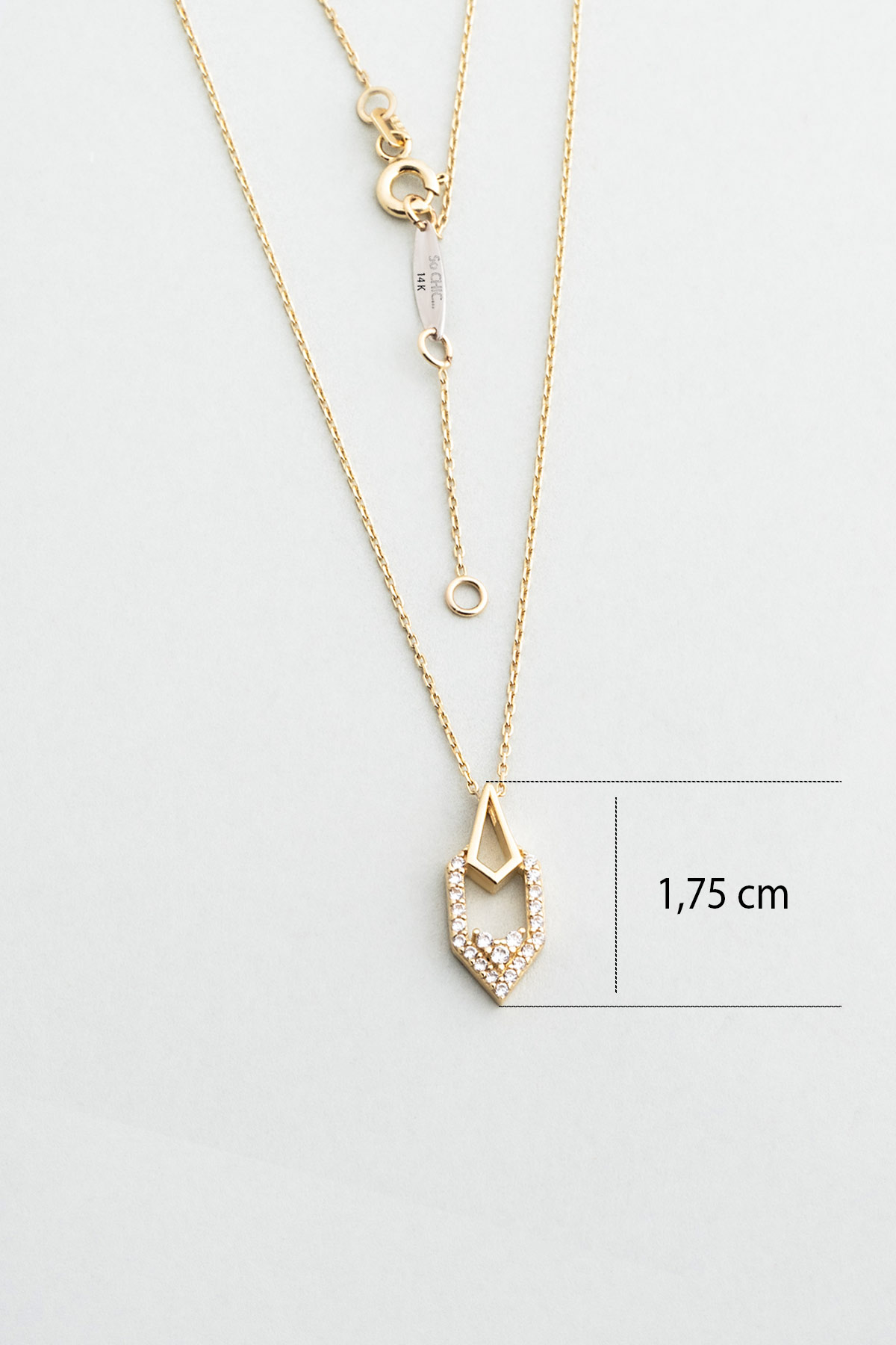 14 Ayar Sarı Altın Sertifikalı Premium Created Taşlı 42 Cm Kolye GG06640190144_2