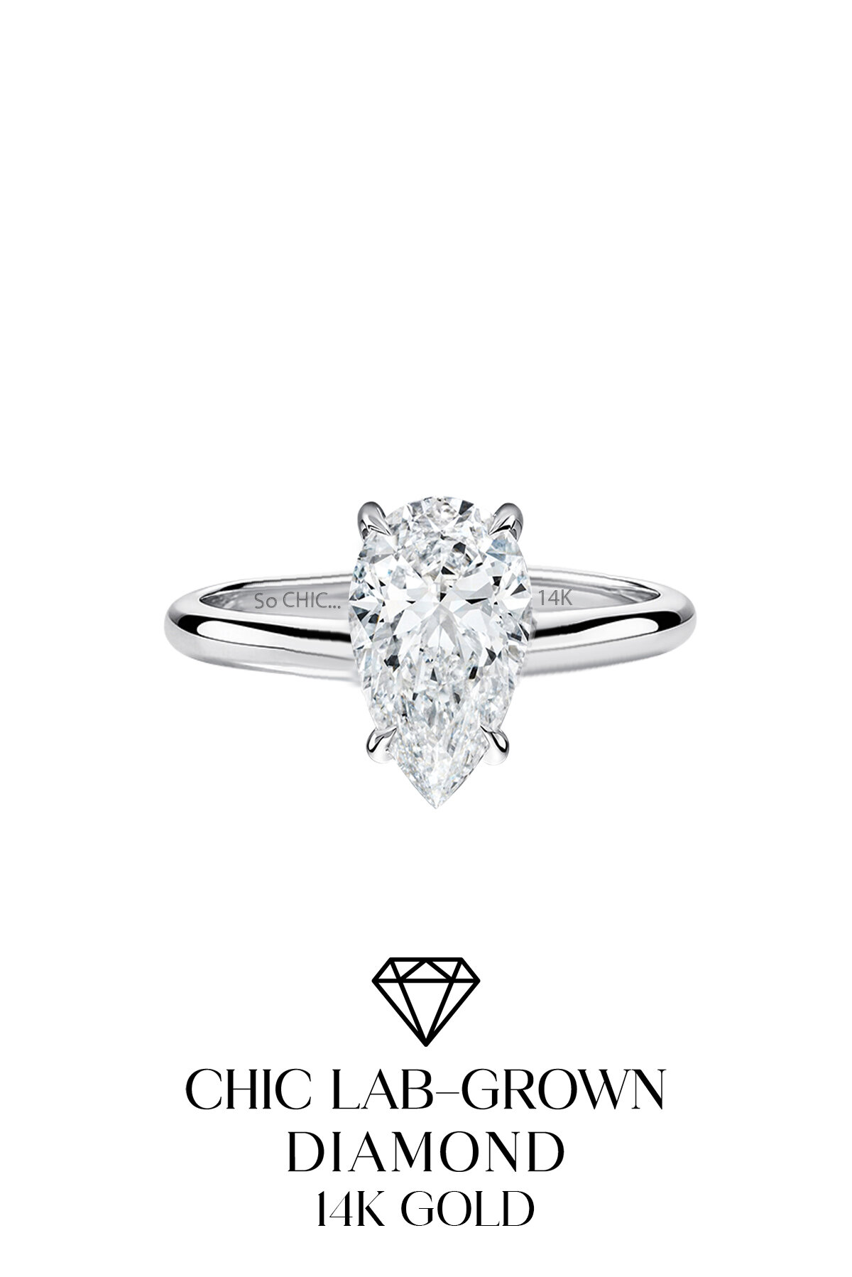 〚DIAMOND WEDDING〛No.36／Limited Edition80 1.32 Karat Igi Sertifikalı 14K Beyaz Altın Damla Kesim Lab Grown