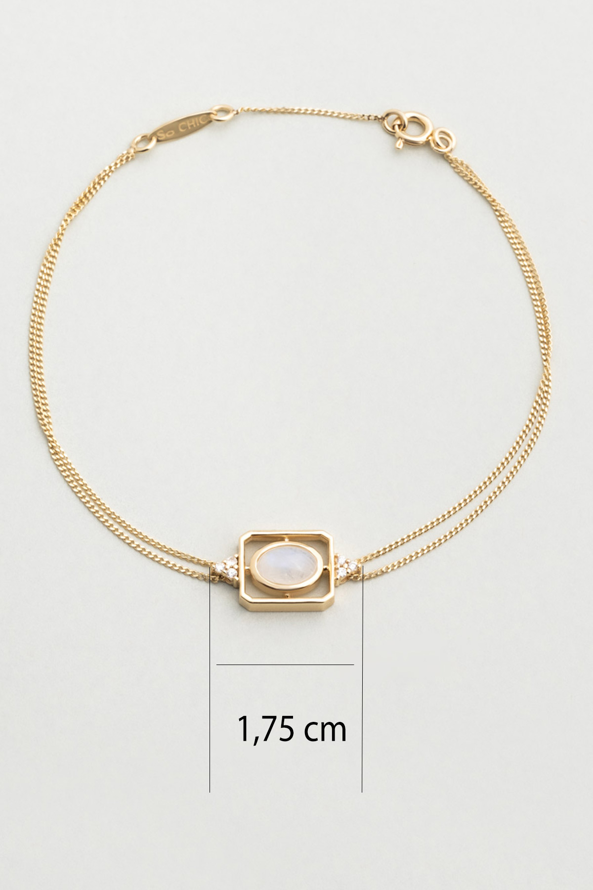 Ay Taşlı 14 Ayar Sarı Altın Pırlanta 19 Cm Bileklik M006100144_2