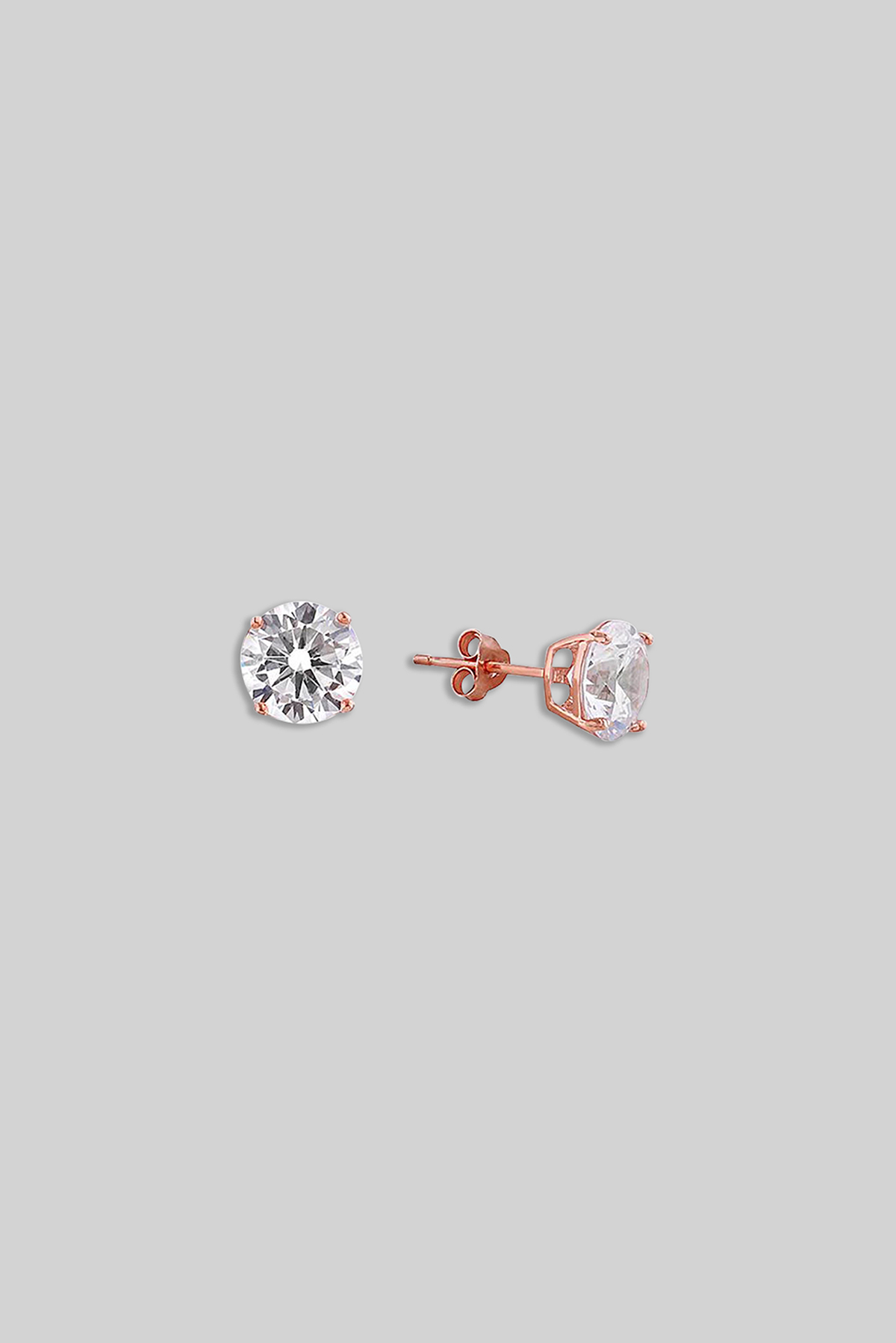 Solitaire 5mm 18K Rose Gold Plated Silver Earring
