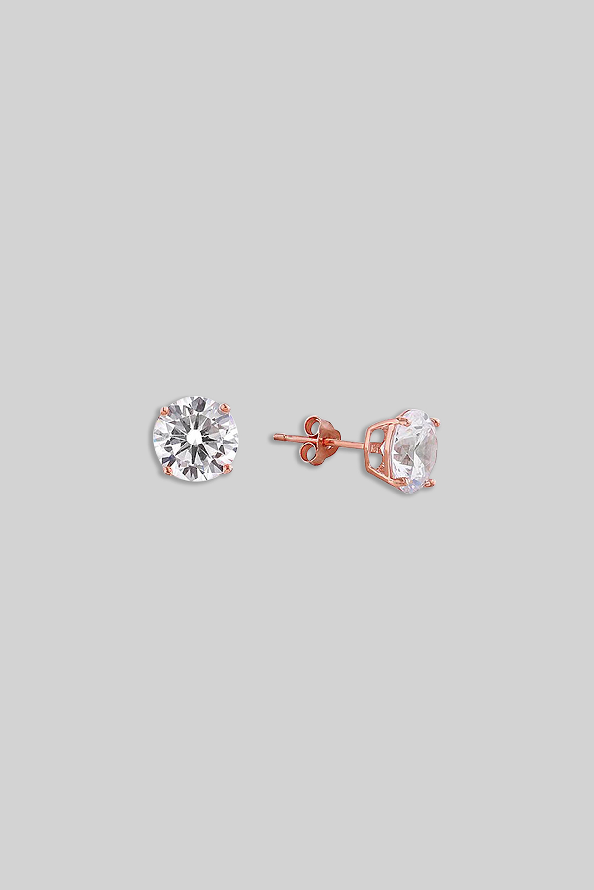 Solitaire 6mm 18K Rose Gold Plated Silver Earring