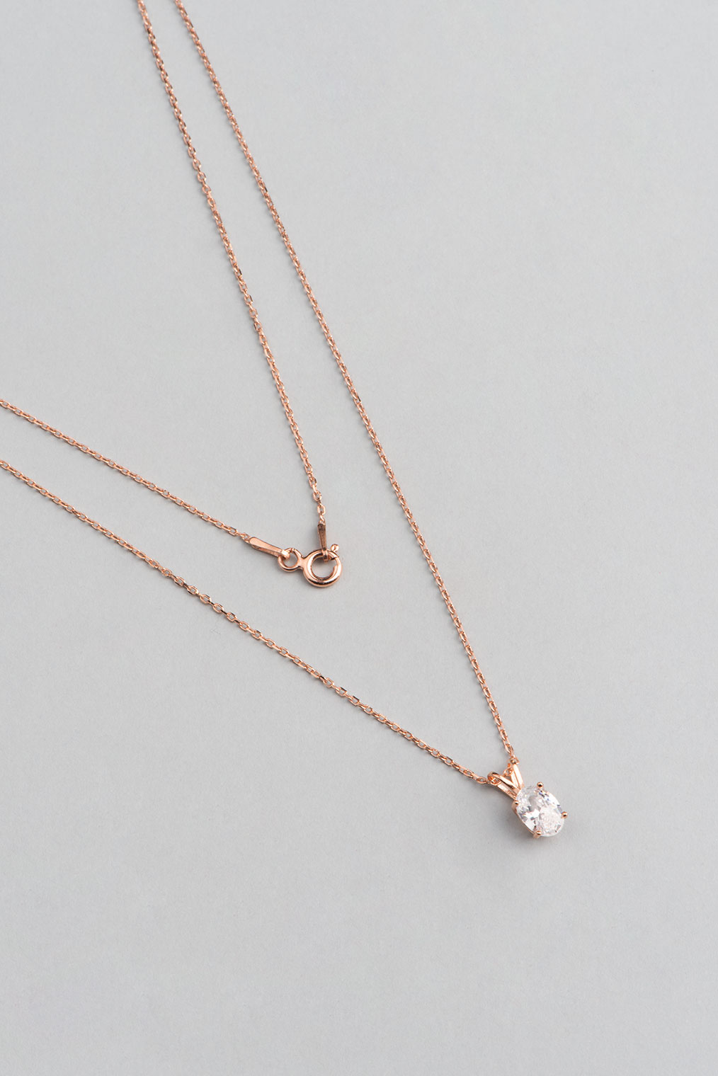 Oval Cut 5X7mm 18K Rose Gold Plated Silver Necklace