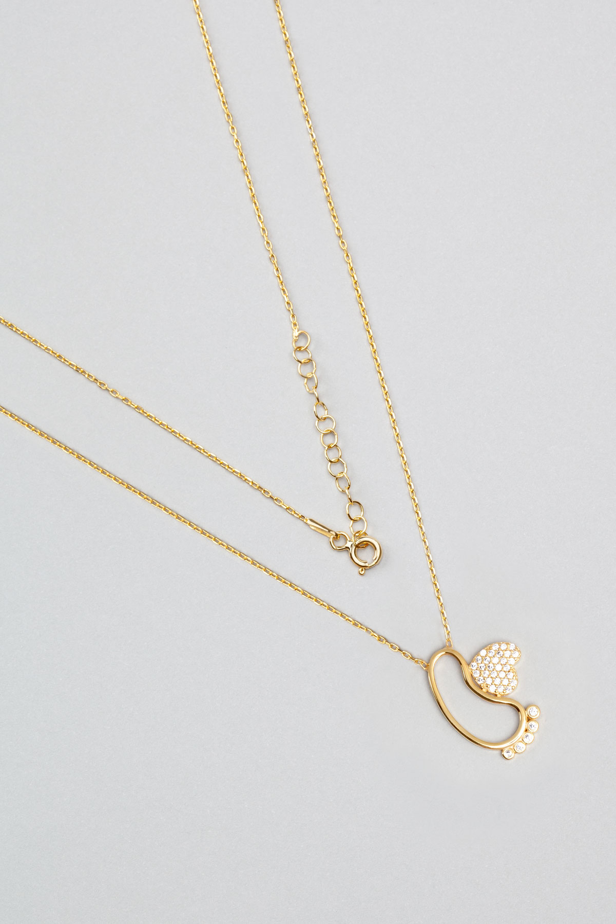 Heart Shaped 18 Karat Yellow Gold Plated Silver Mother-Baby Necklace