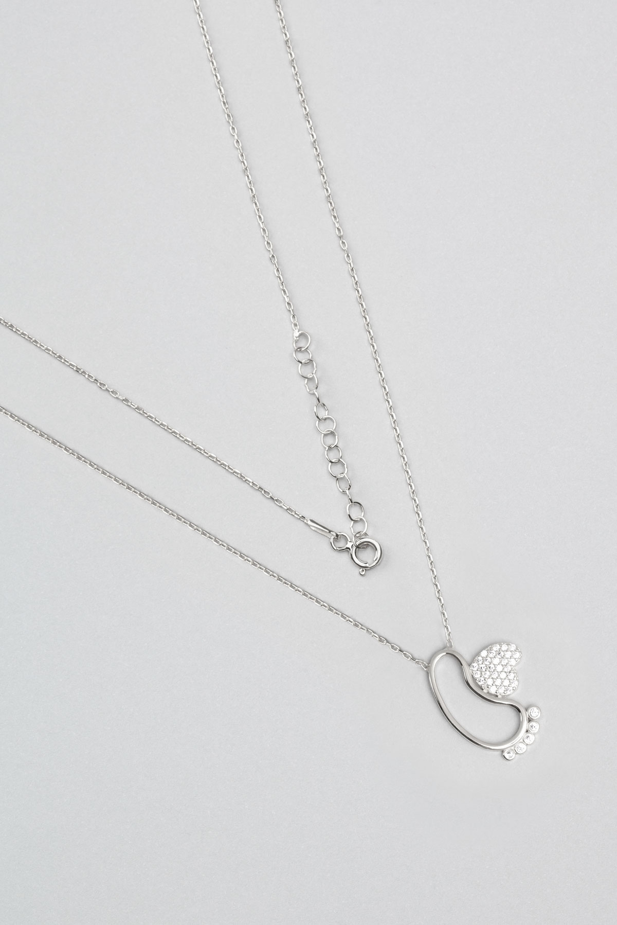 Heart Shaped 18 Karat White Gold Plated Silver Mother-Baby Necklace
