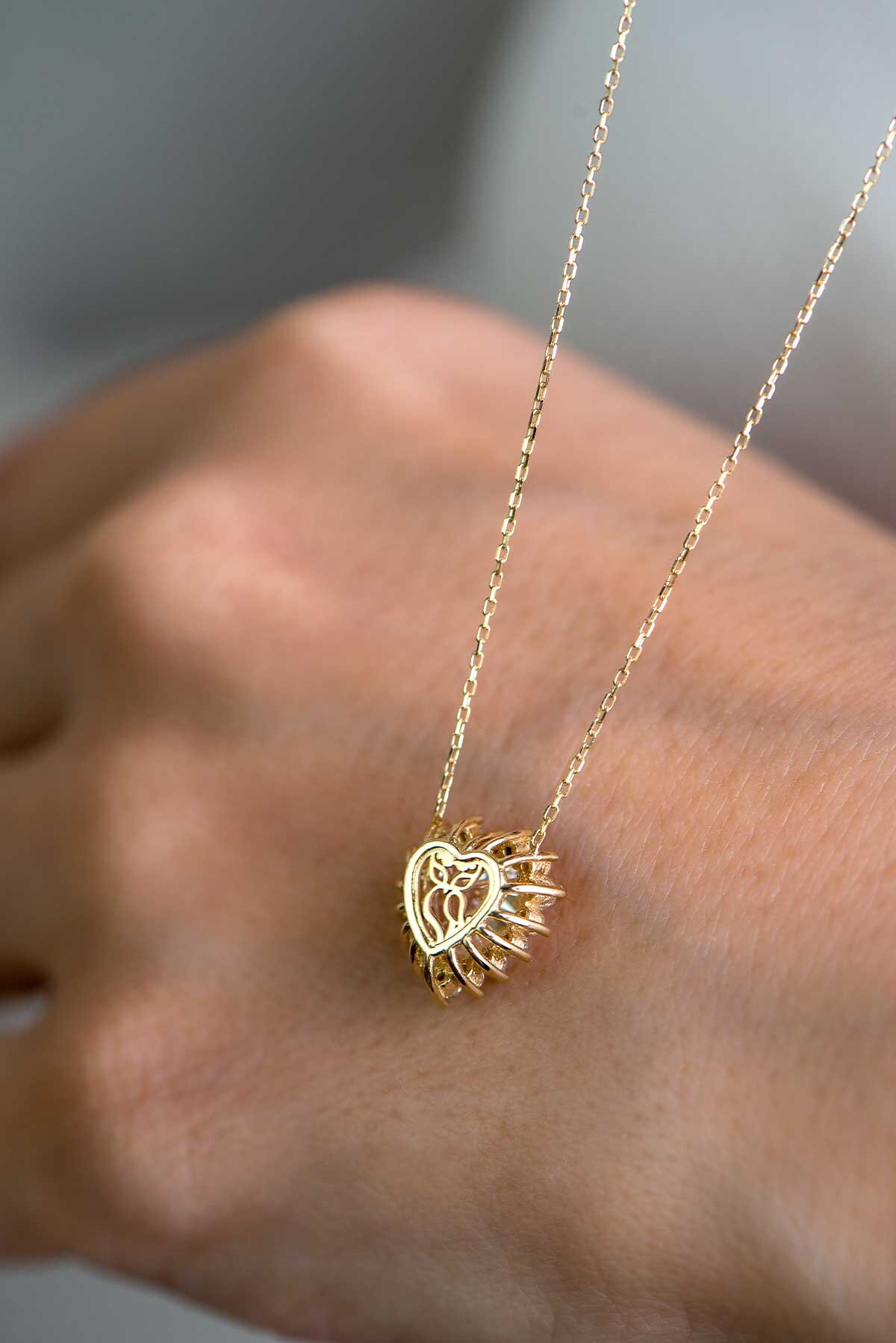 Sar Sarı Altın Sertifikalı Premium Creative Taşlı Kalp