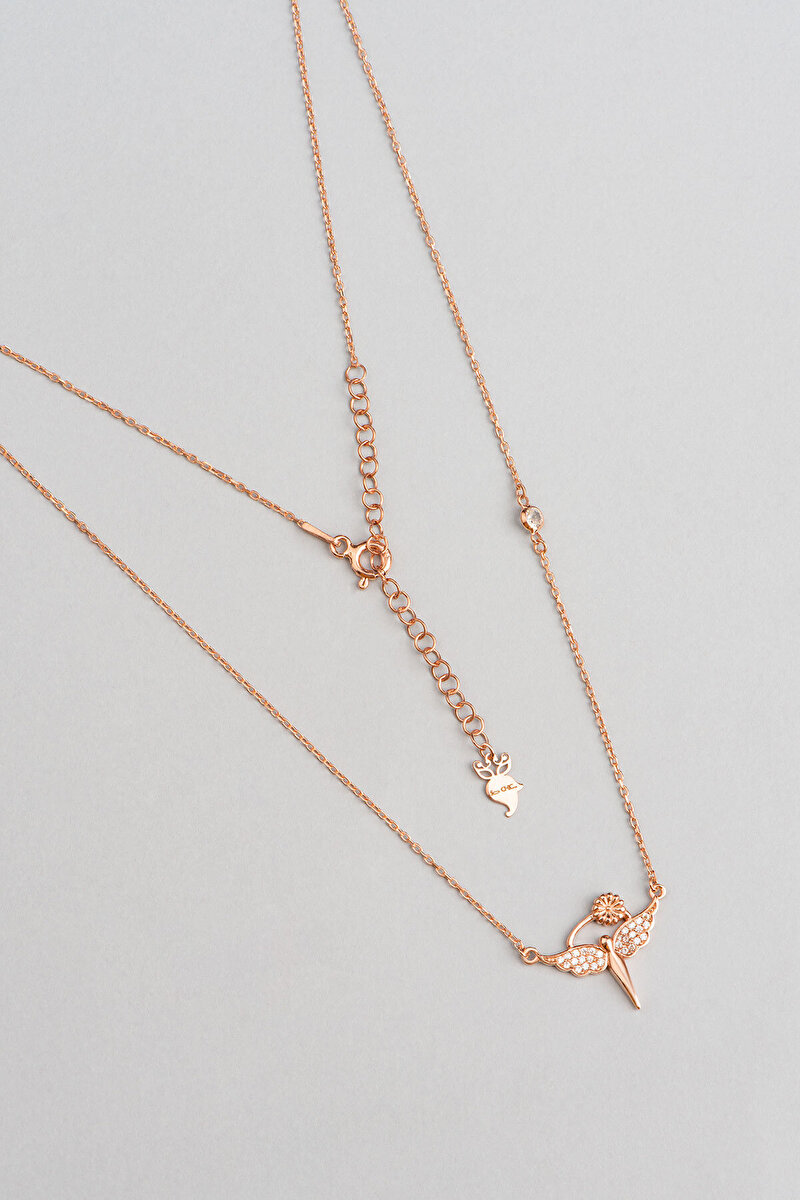 Hareli Melek 18 Ayar Rose Altın Kaplama Gümüş Kolye