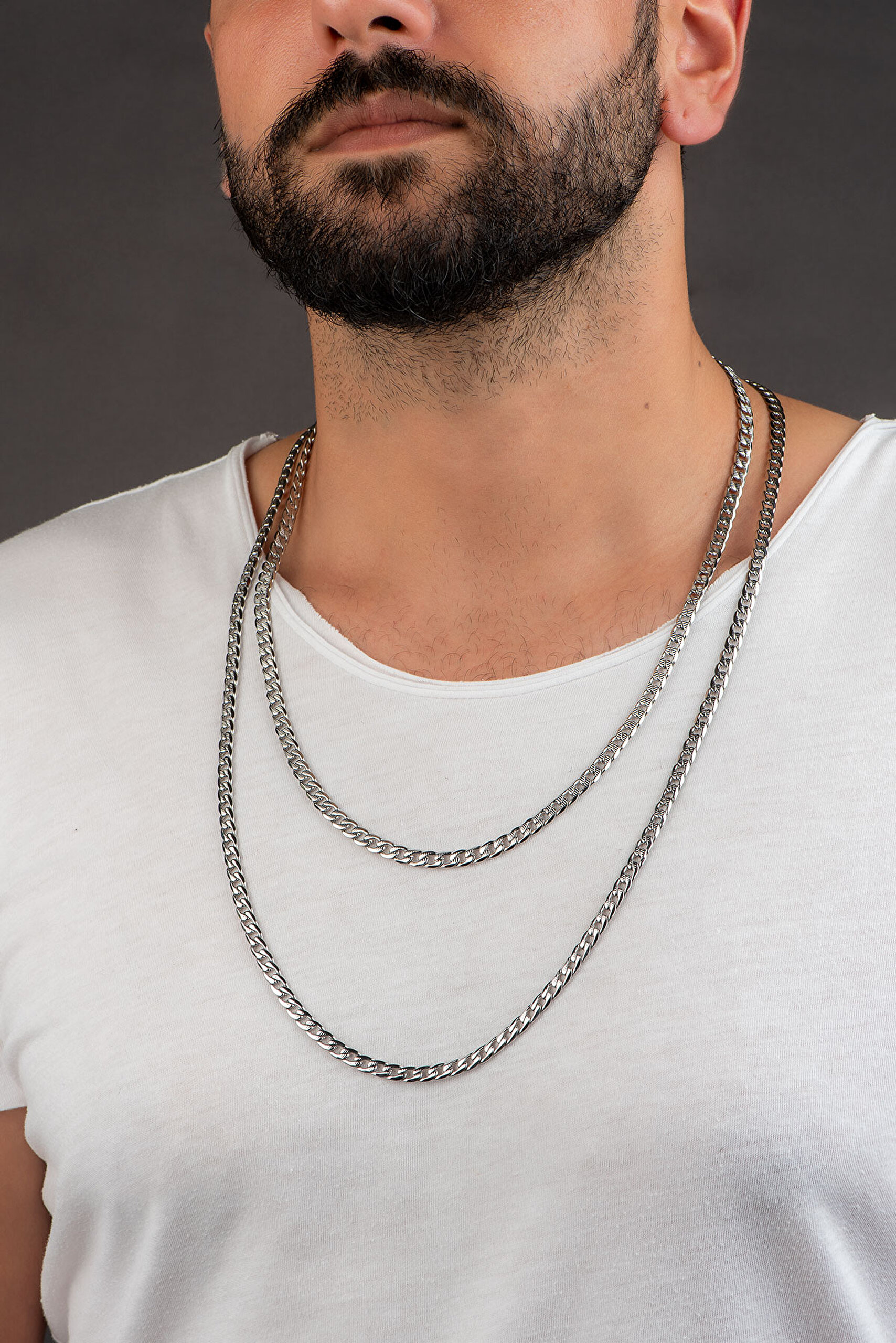 ⁠ İtalyan Örgü Model Çelik Erkek Kolye_3}
