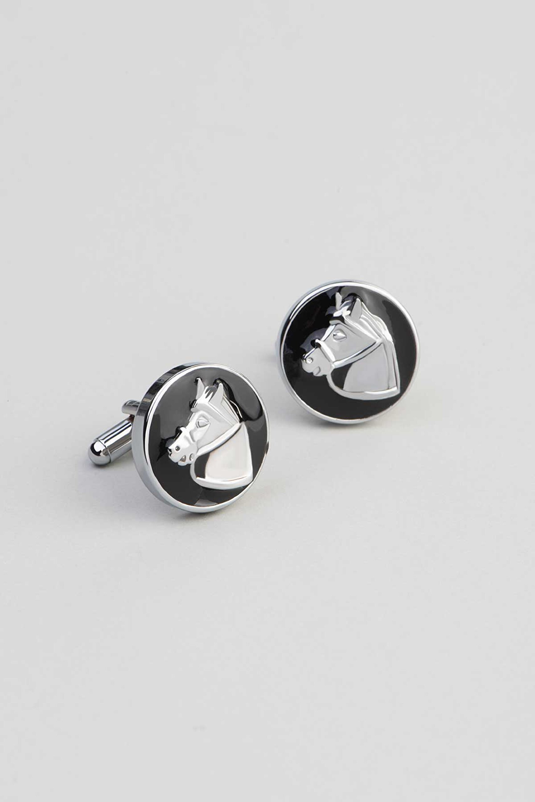 At Figürlü Çelik Erkek Kol Düğmesi