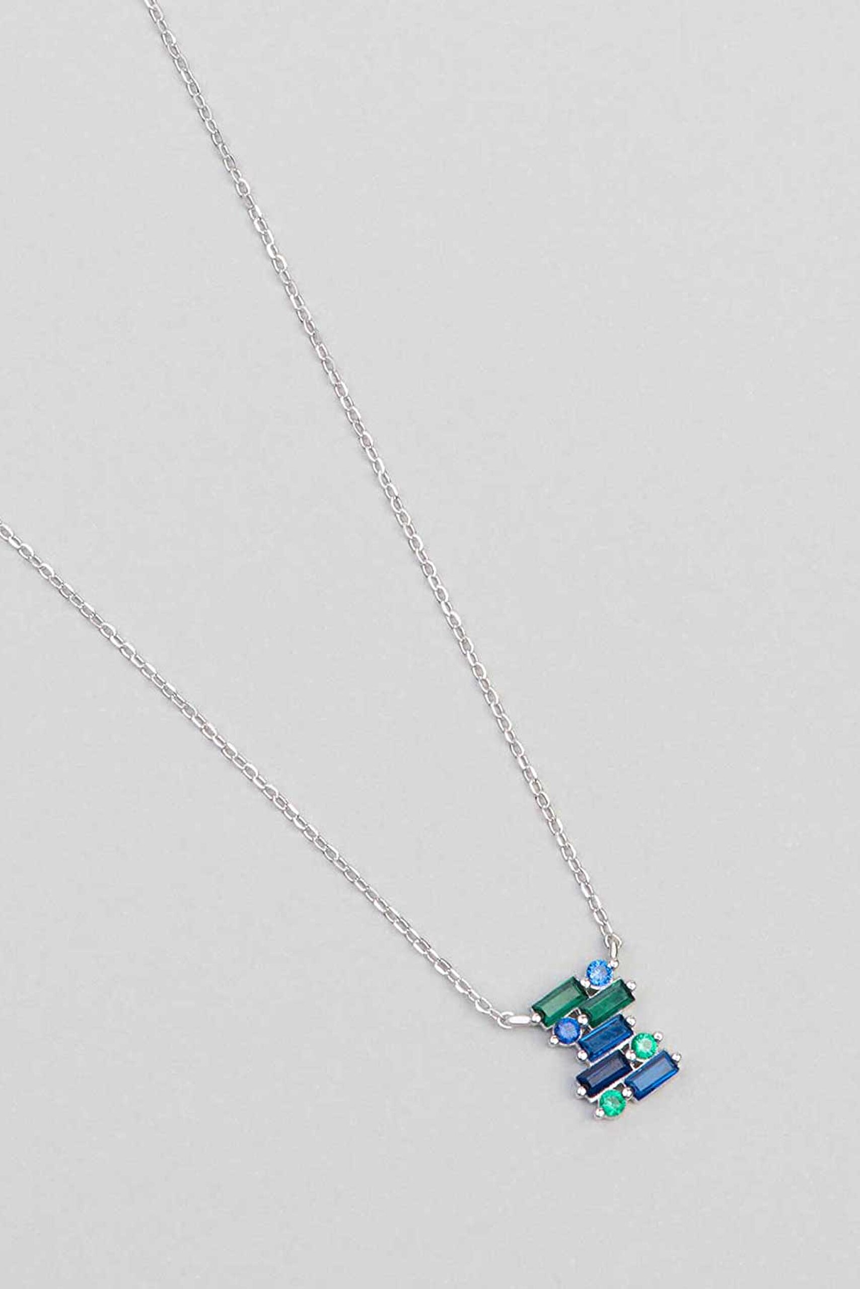 ⁠ Minimal Işıltı 18 Ayar Beyaz Altın Kaplama 45 Cm Gümüş Baget Kolye_0}