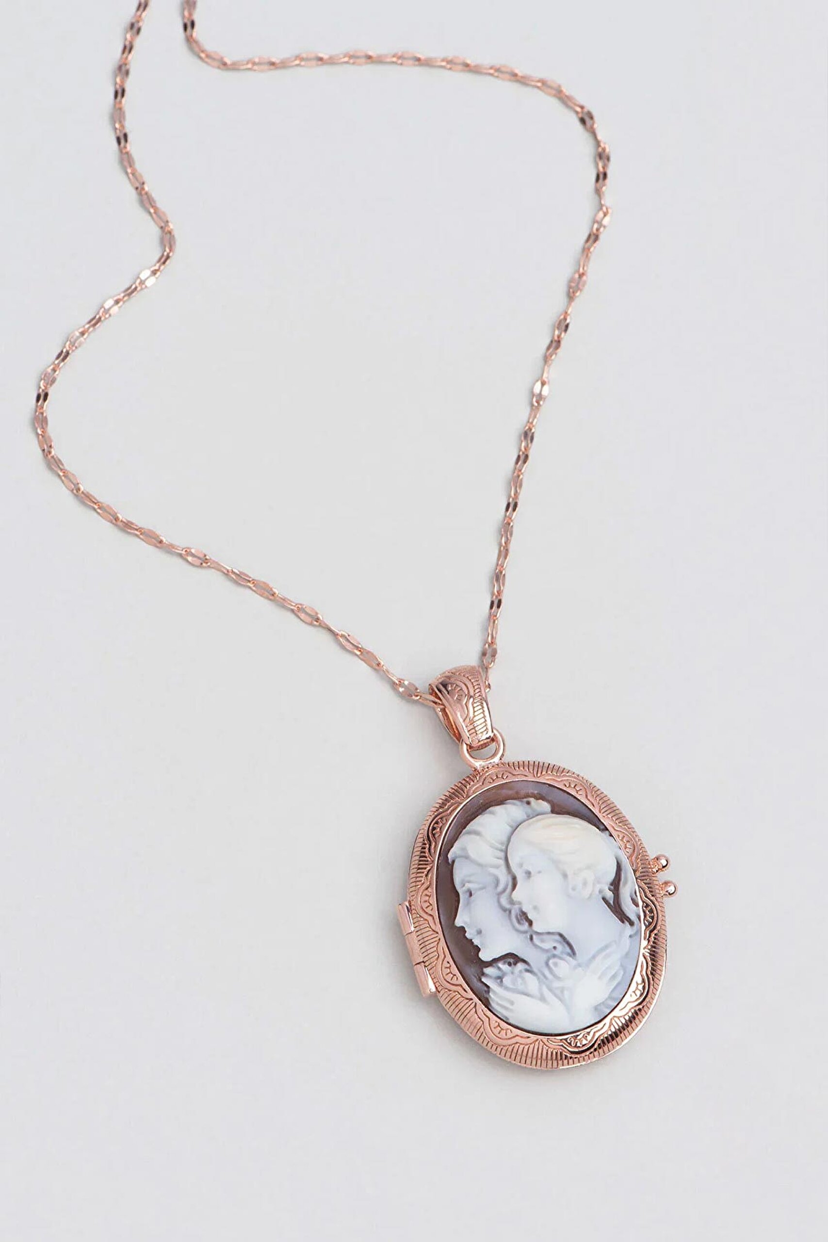 ⁠ Cameo Italiano 18 Ayar Rose Altın Kaplama 50 Cm Gümüş Tasarım Kolye_2}