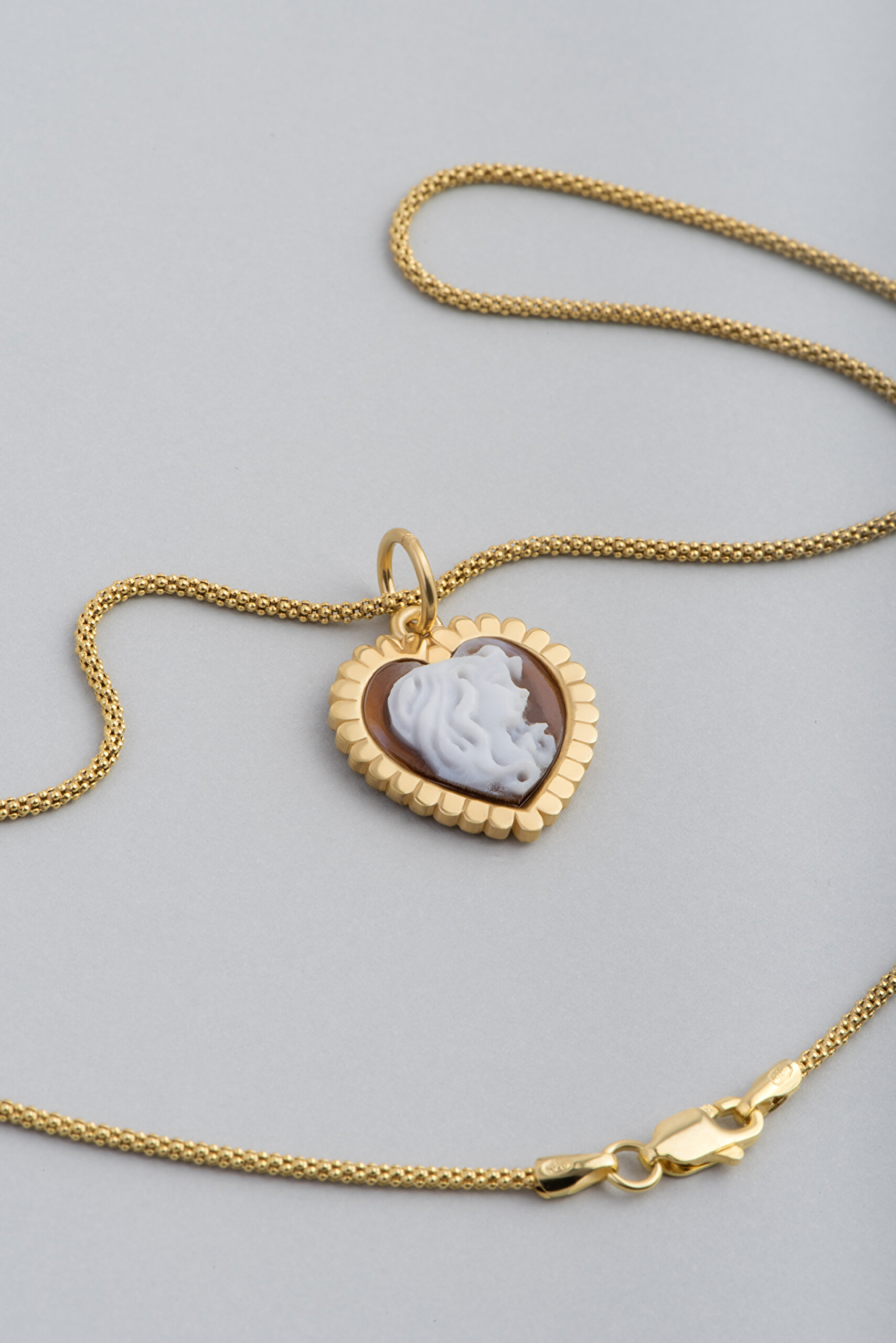 ⁠ Cameo Italiano Venedik Güzeli 18 Ayar Sarı Altın Kaplama 45 Cm Gümüş Kolye_2}
