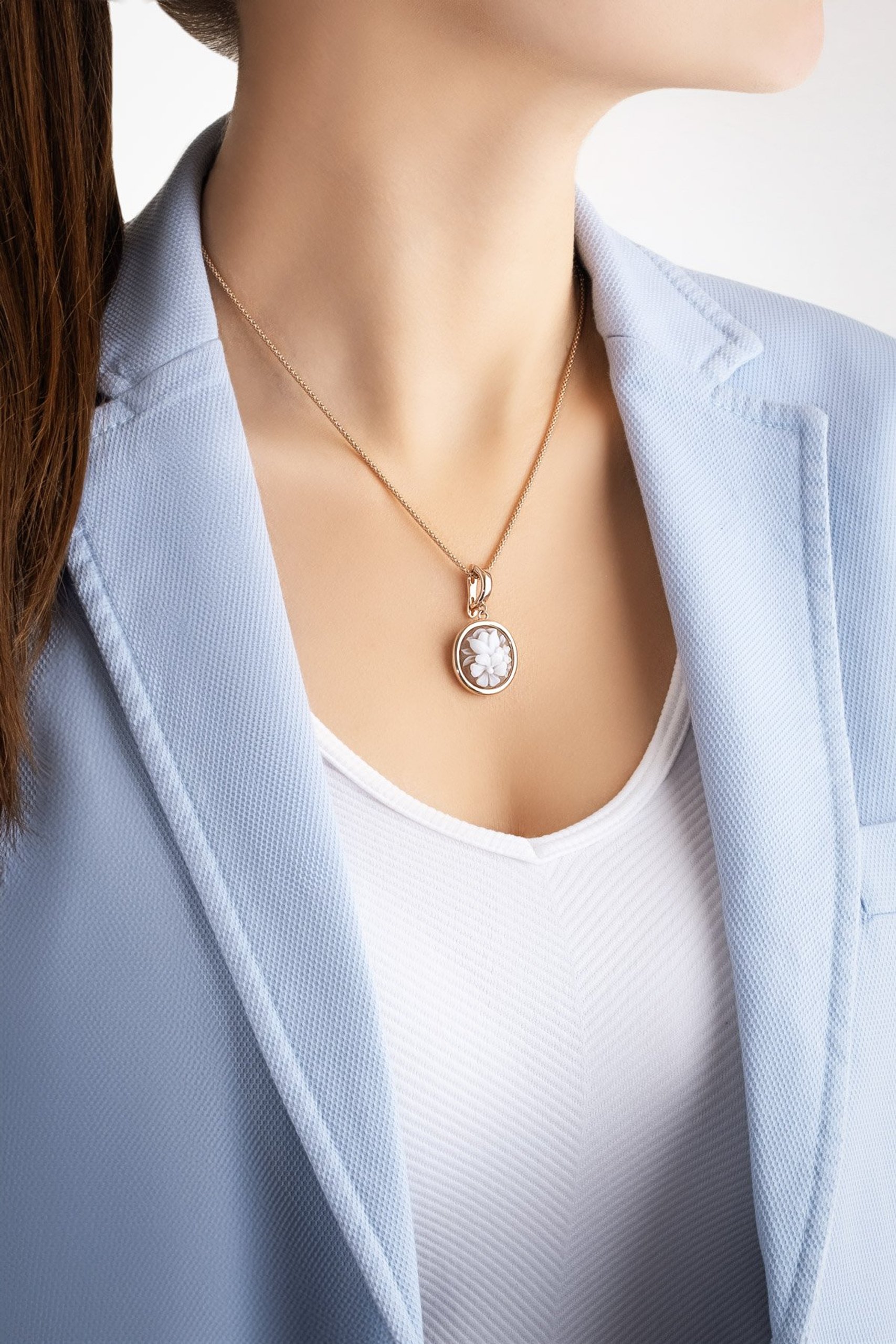 Cameo Italiano 18 Ayar Rose Altın Kaplama 45 Cm Gümüş Tasarım Kolye - 5