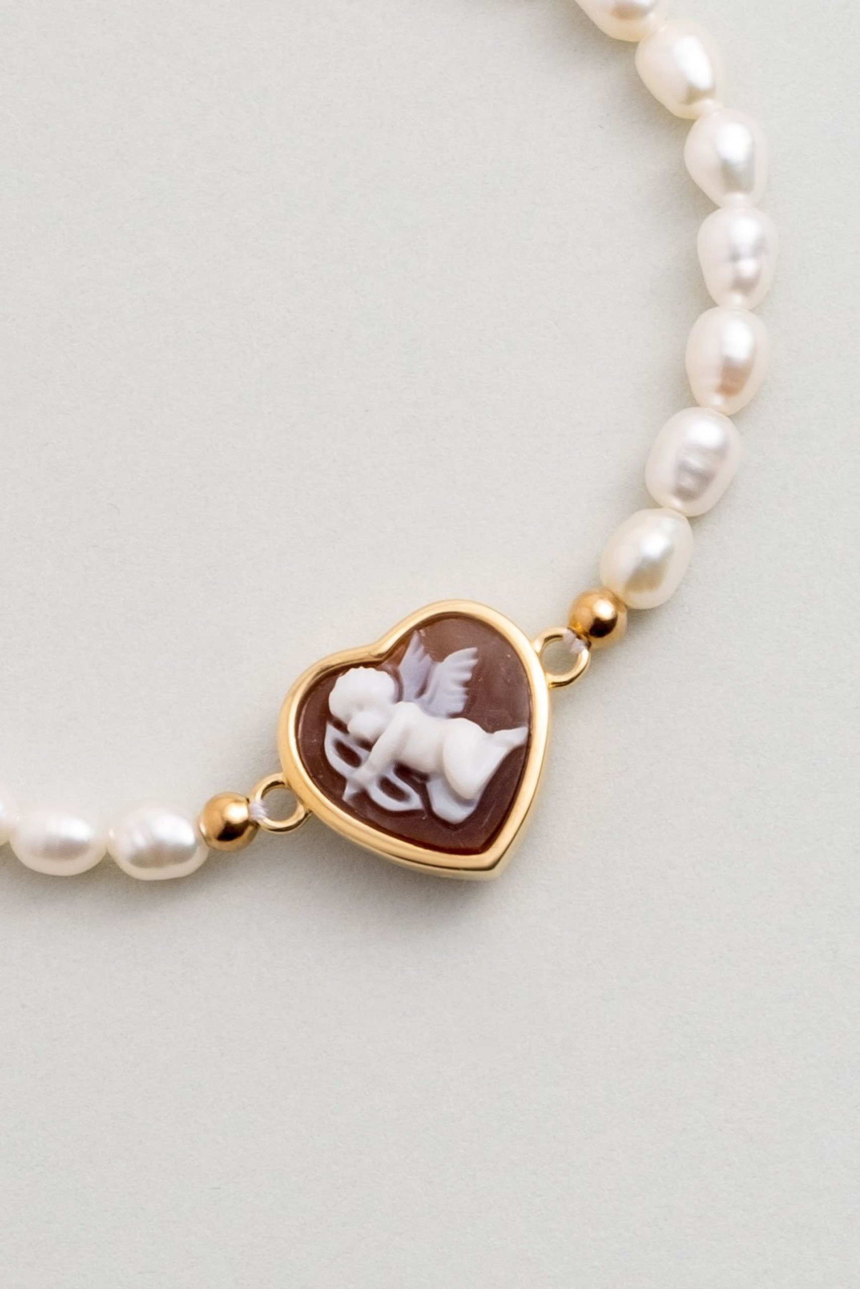 Cameo Italiano 18 Ayar Sarı Altın Kaplama 19 Cm Gümüş İnci Bileklik - 1
