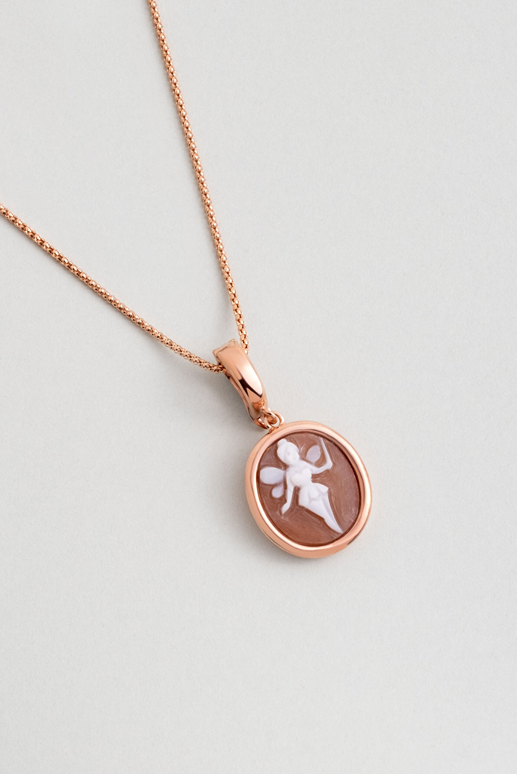 ⁠ Cameo Italiano 18 Ayar Rose Altın Kaplama 50 Cm Gümüş Melek Kolye_1}