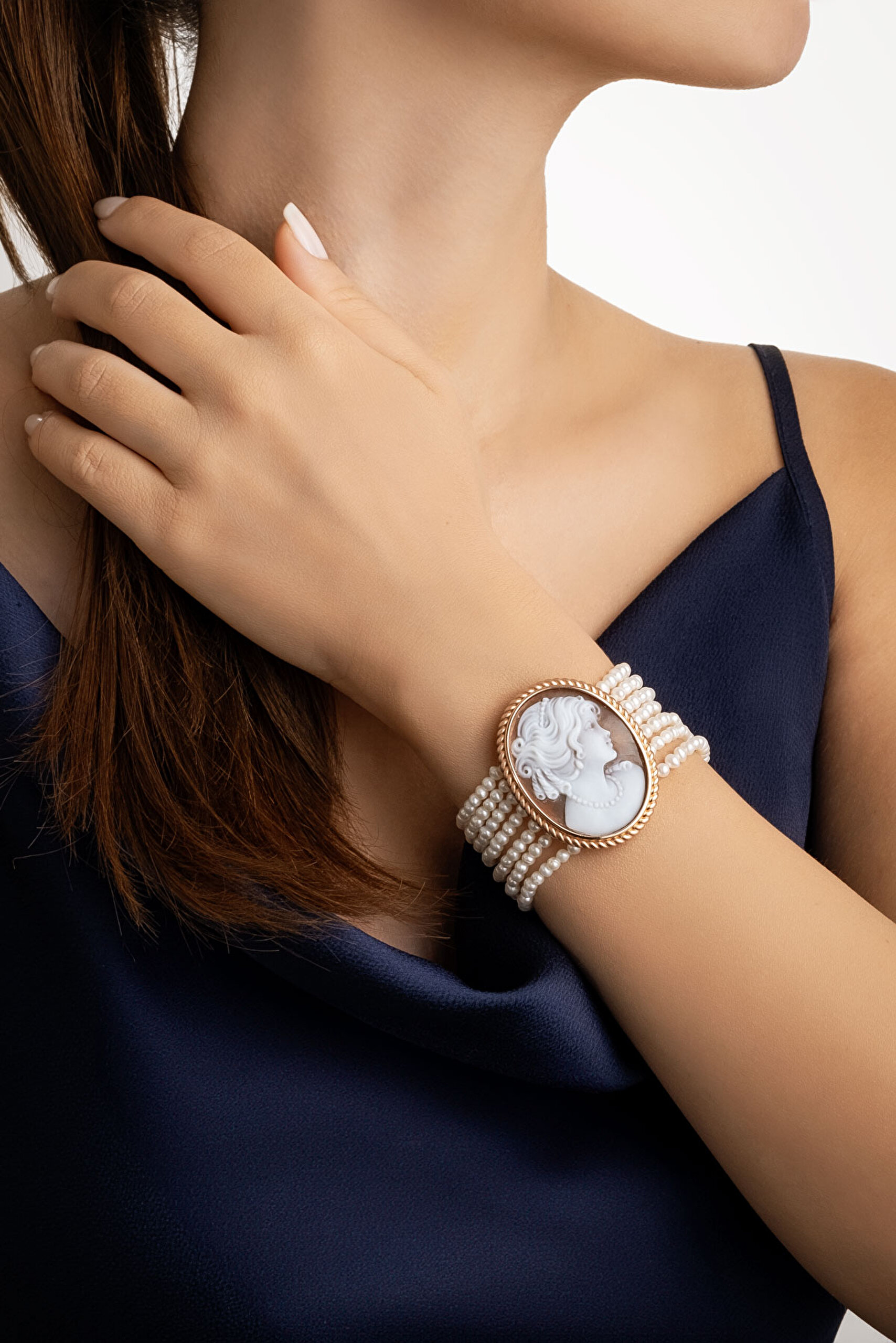 ⁠ Cameo Italiano 18 Ayar Rose Altın Kaplama 20 Cm Gümüş Bileklik_3}