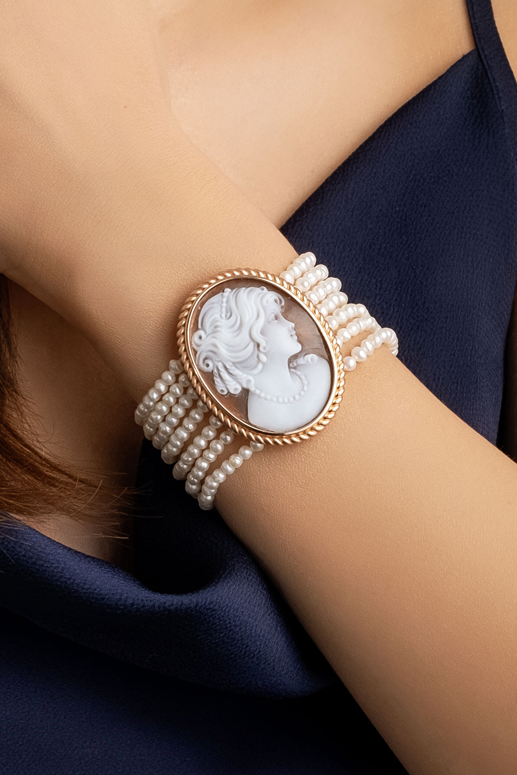 ⁠ Cameo Italiano 18 Ayar Rose Altın Kaplama 20 Cm Gümüş Bileklik_4}