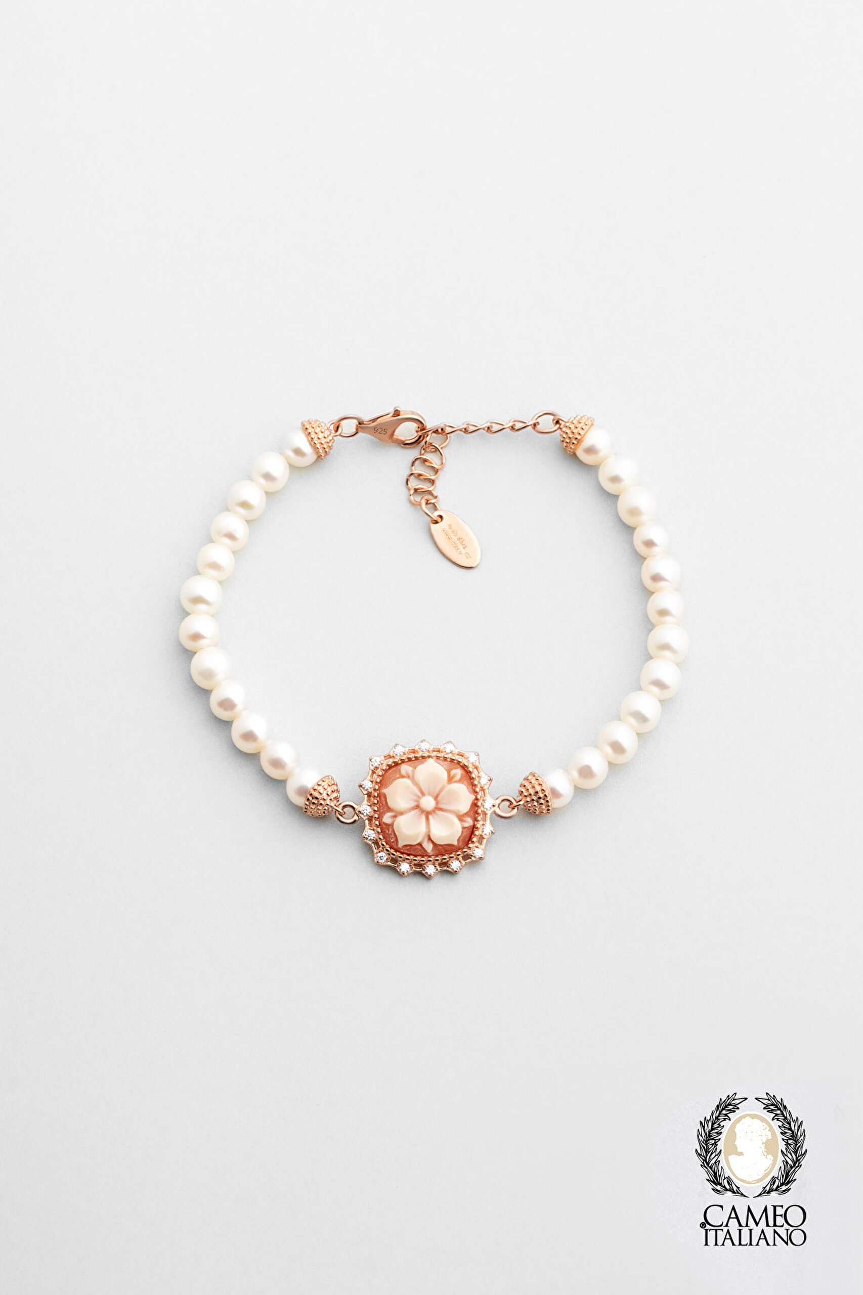 ⁠ Cameo Italiano 18 Ayar Rose Altın Kaplama 20 Cm Gümüş Bileklik_0}