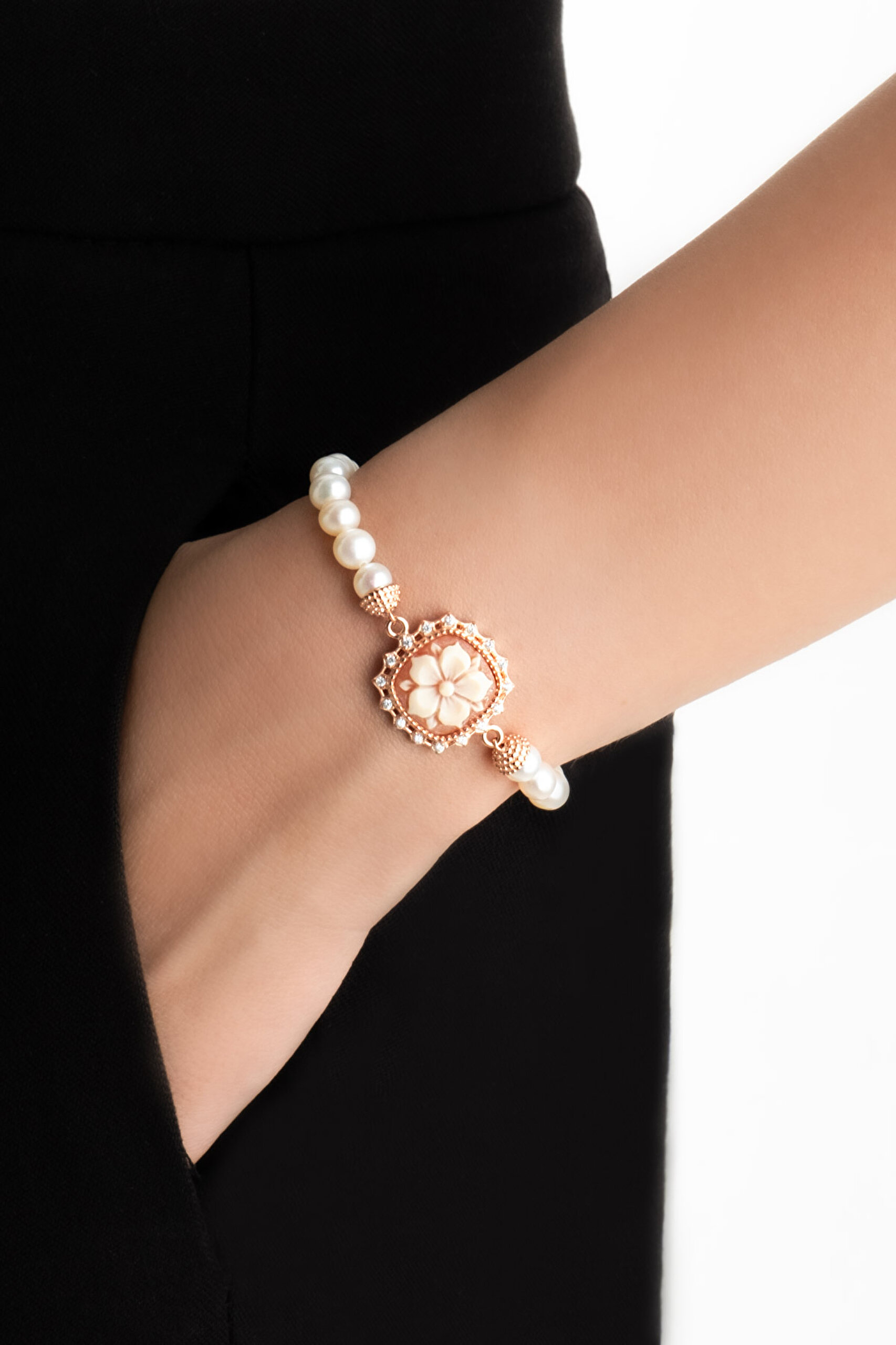 ⁠ Cameo Italiano 18 Ayar Rose Altın Kaplama 20 Cm Gümüş Bileklik_1}