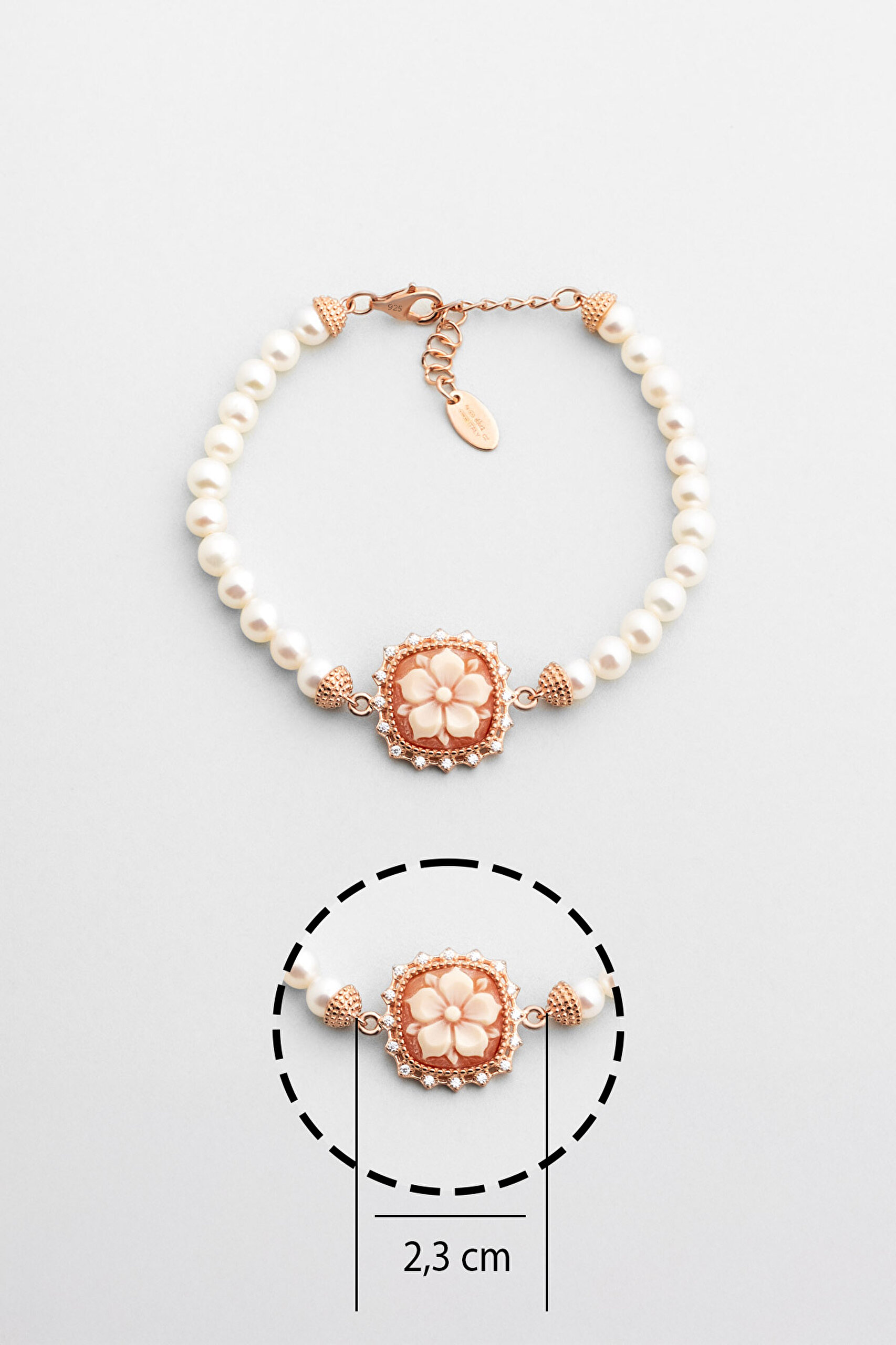 ⁠ Cameo Italiano 18 Ayar Rose Altın Kaplama 20 Cm Gümüş Bileklik_2}