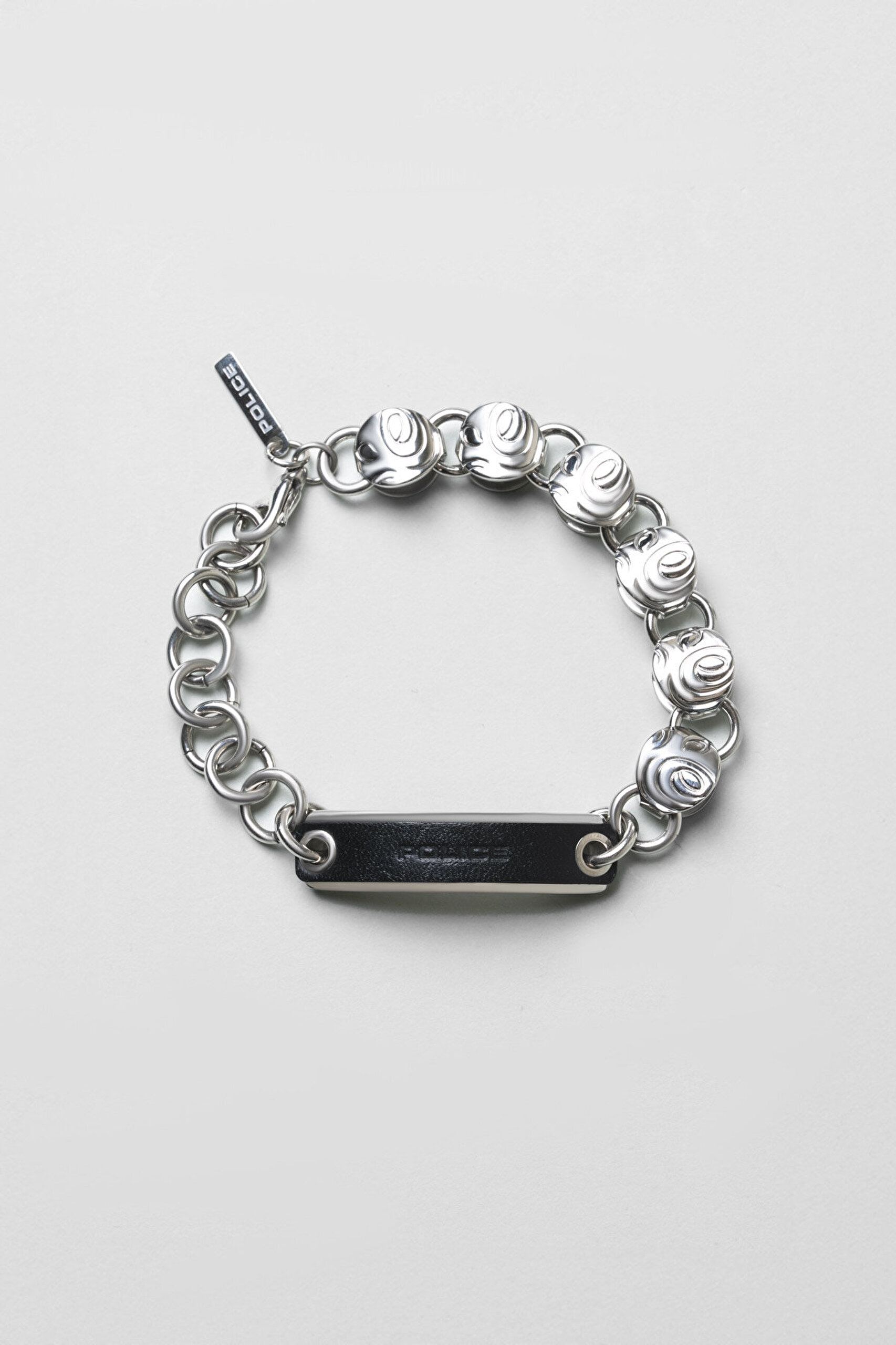 Siyah Deri Detaylı 23 Cm Erkek Çelik Bileklik - 0