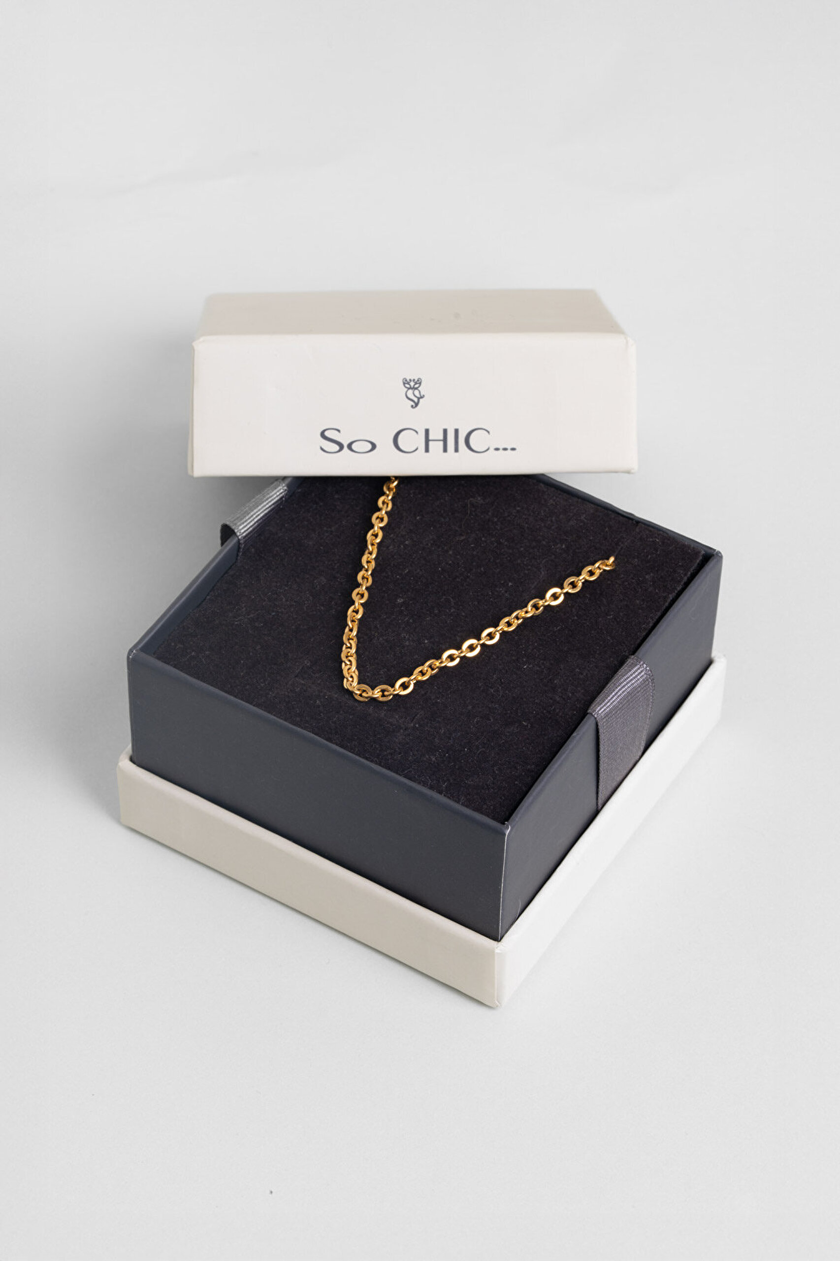 Zamansız Halka Zincir Sarı Kaplama Çelik Unisex Kolye - 7