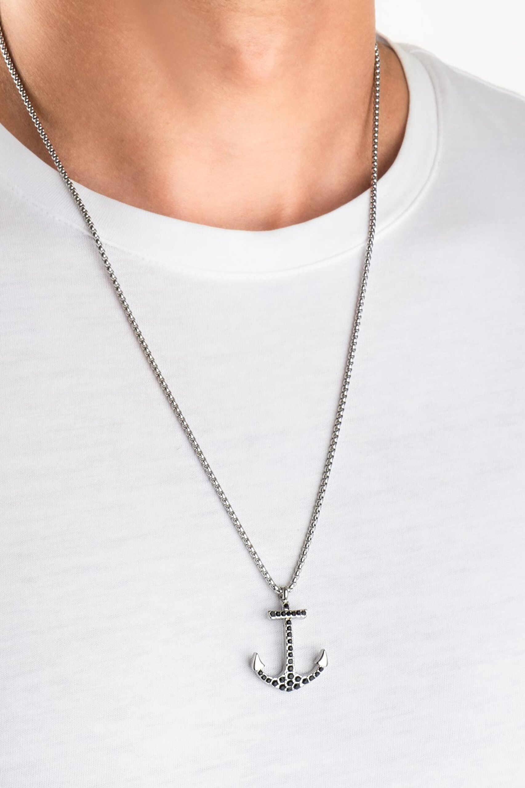 ⁠ Çapa Figürlü Çelik 60 Cm Erkek Kolye_1}