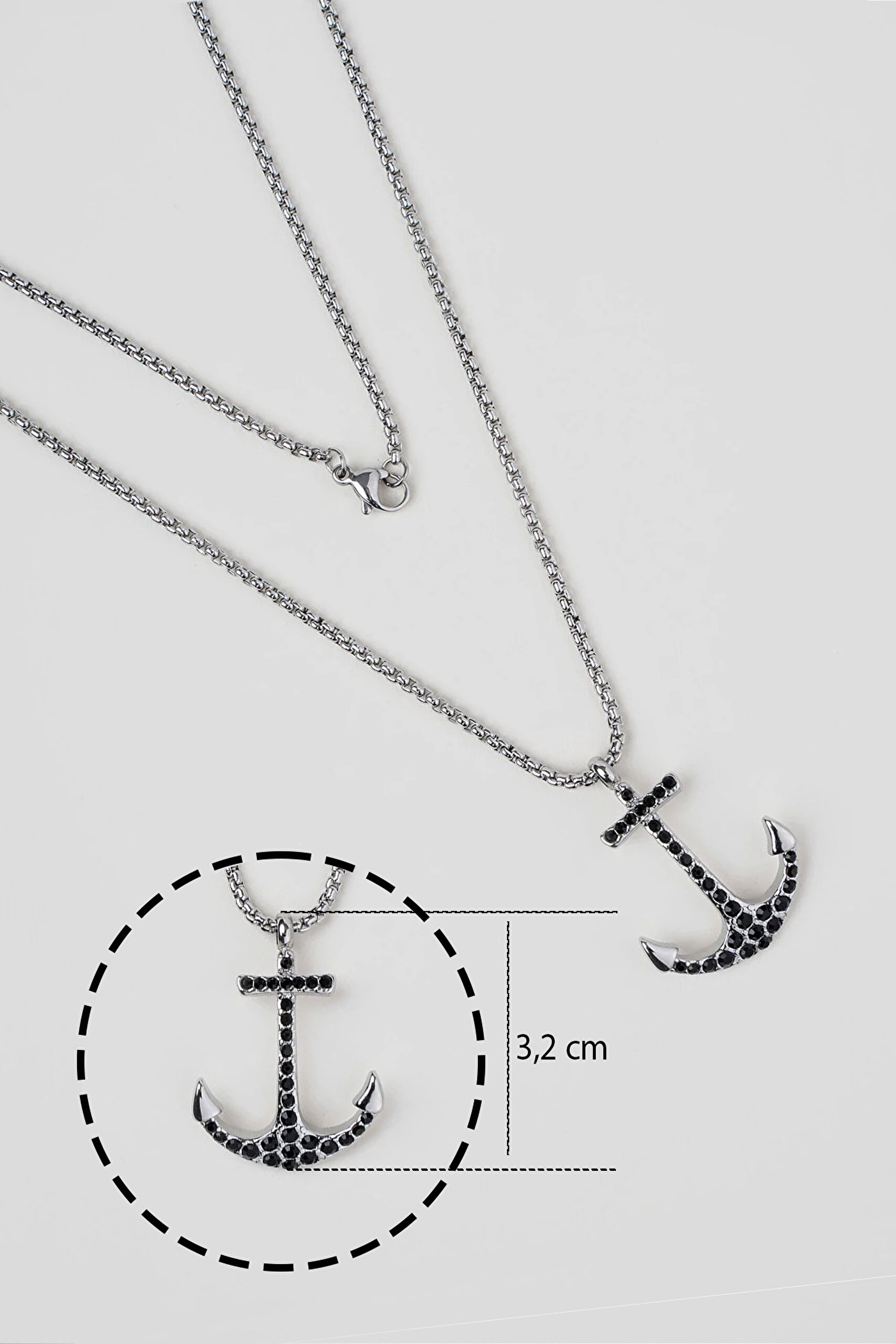 ⁠ Çapa Figürlü Çelik 60 Cm Erkek Kolye_2}