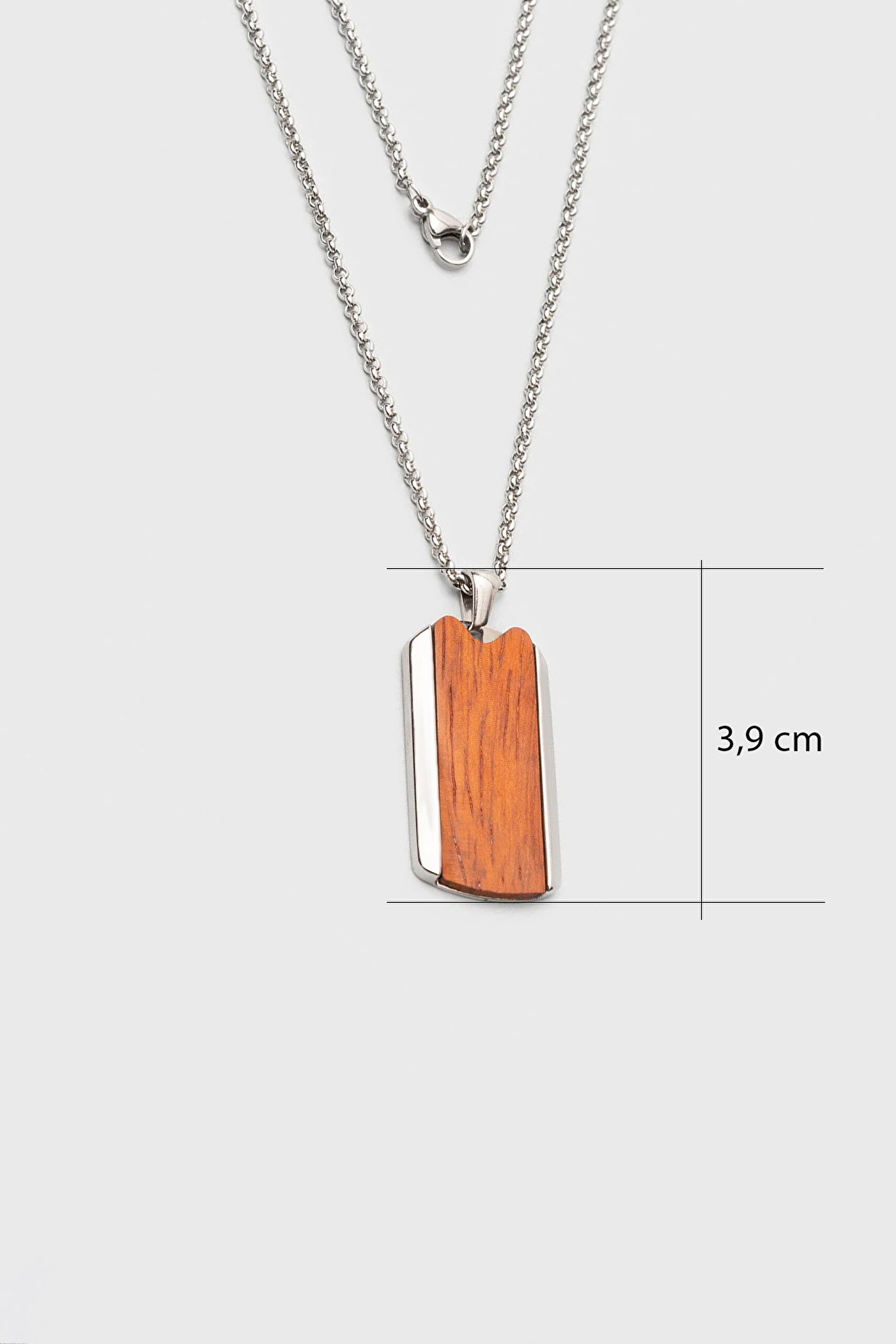 ⁠ Sandal Ağacı Detaylı 60 Cm Çelik Erkek Kolye_1}