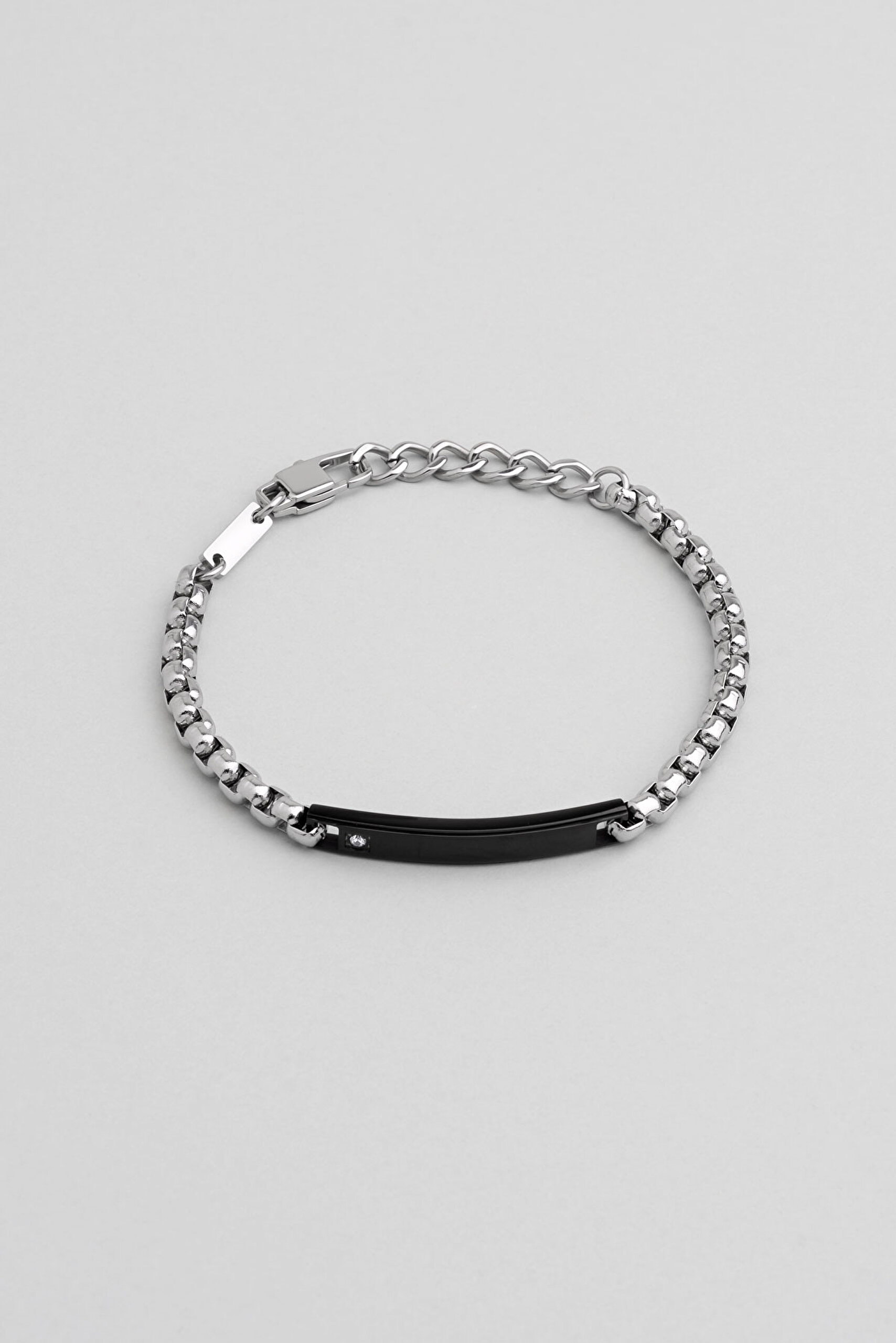 ⁠ Zirkon Taş Detaylı Çelik Erkek Bileklik_0}