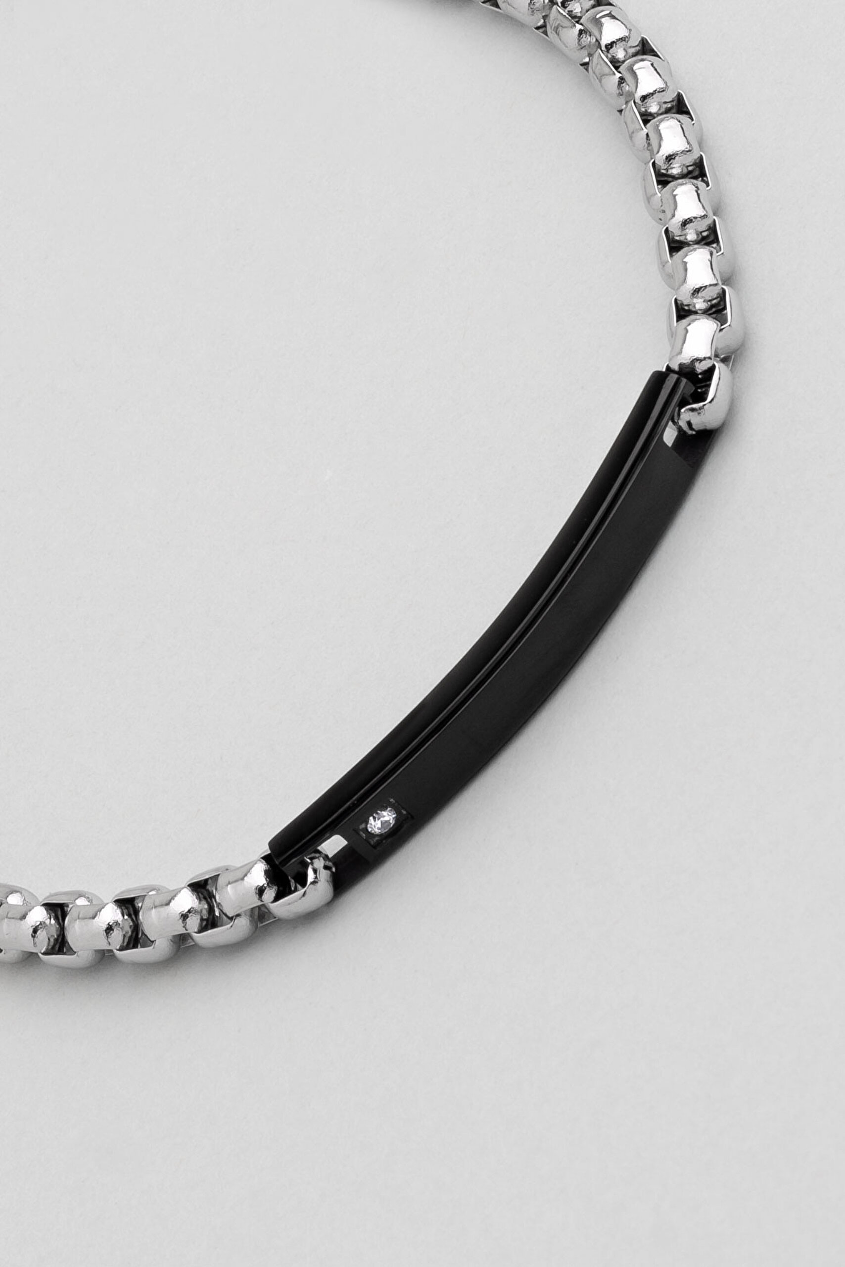 ⁠ Zirkon Taş Detaylı Çelik Erkek Bileklik_1}