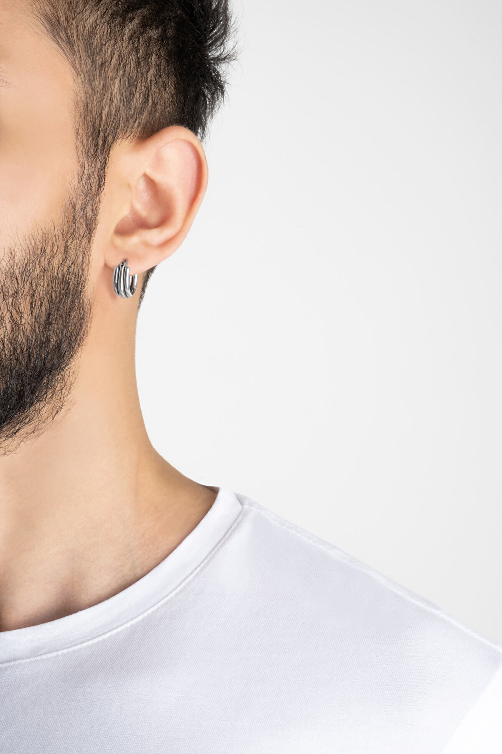 Minimal Tasarım Erkek Çelik Küpe - 3