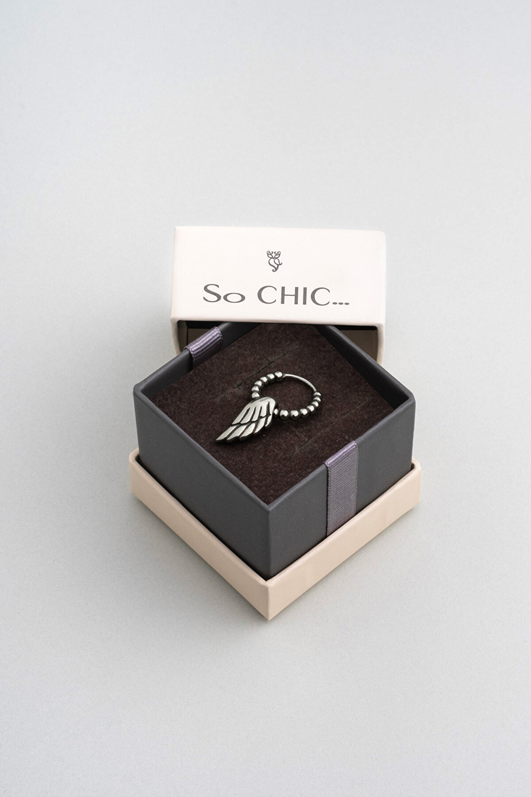 Melek Kanadı Erkek Tek Çelik Küpe - 4