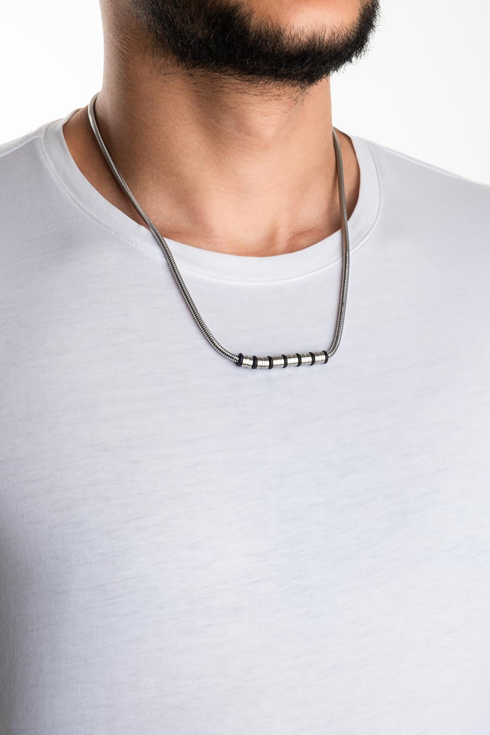 ⁠ Metalik Dizayn Erkek 65 Cm Çelik Kolye_3}