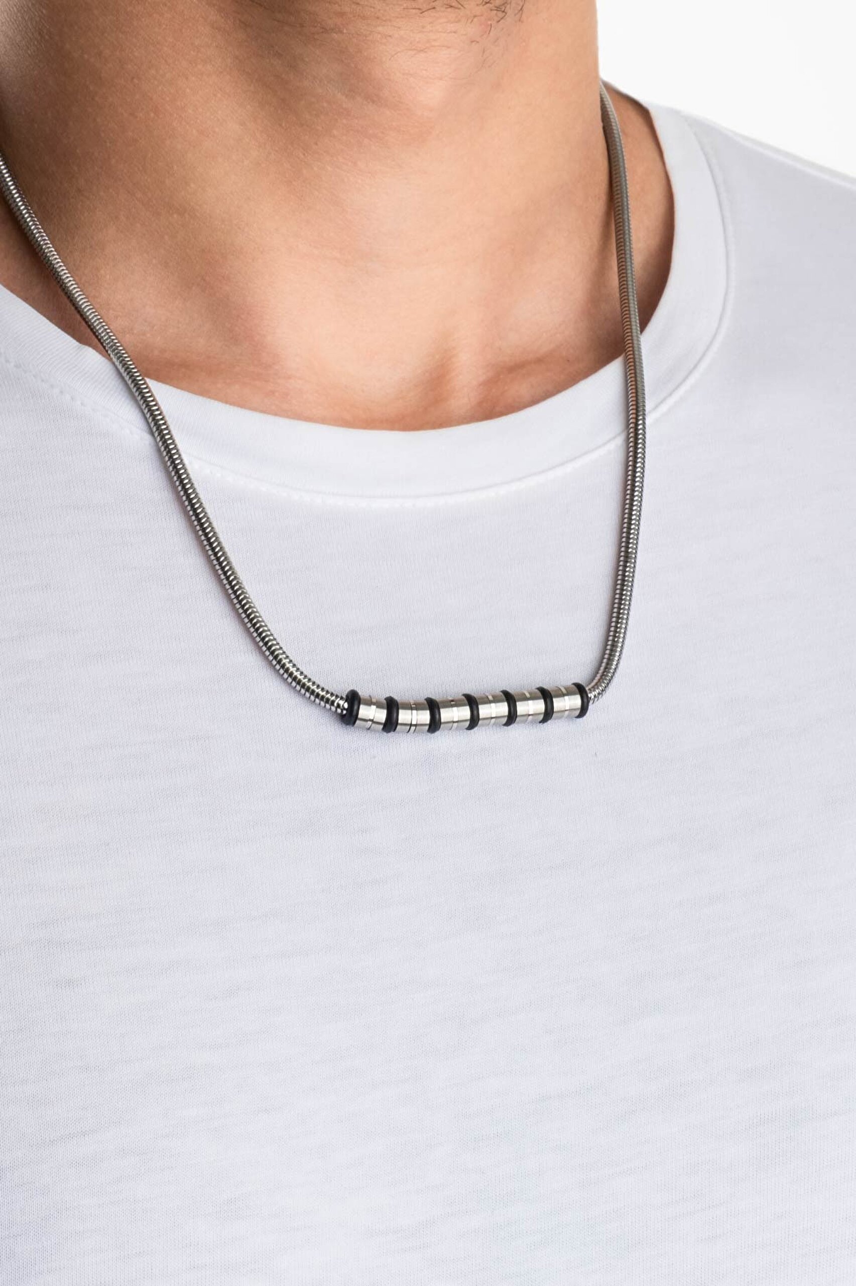 ⁠ Metalik Dizayn Erkek 65 Cm Çelik Kolye_1}