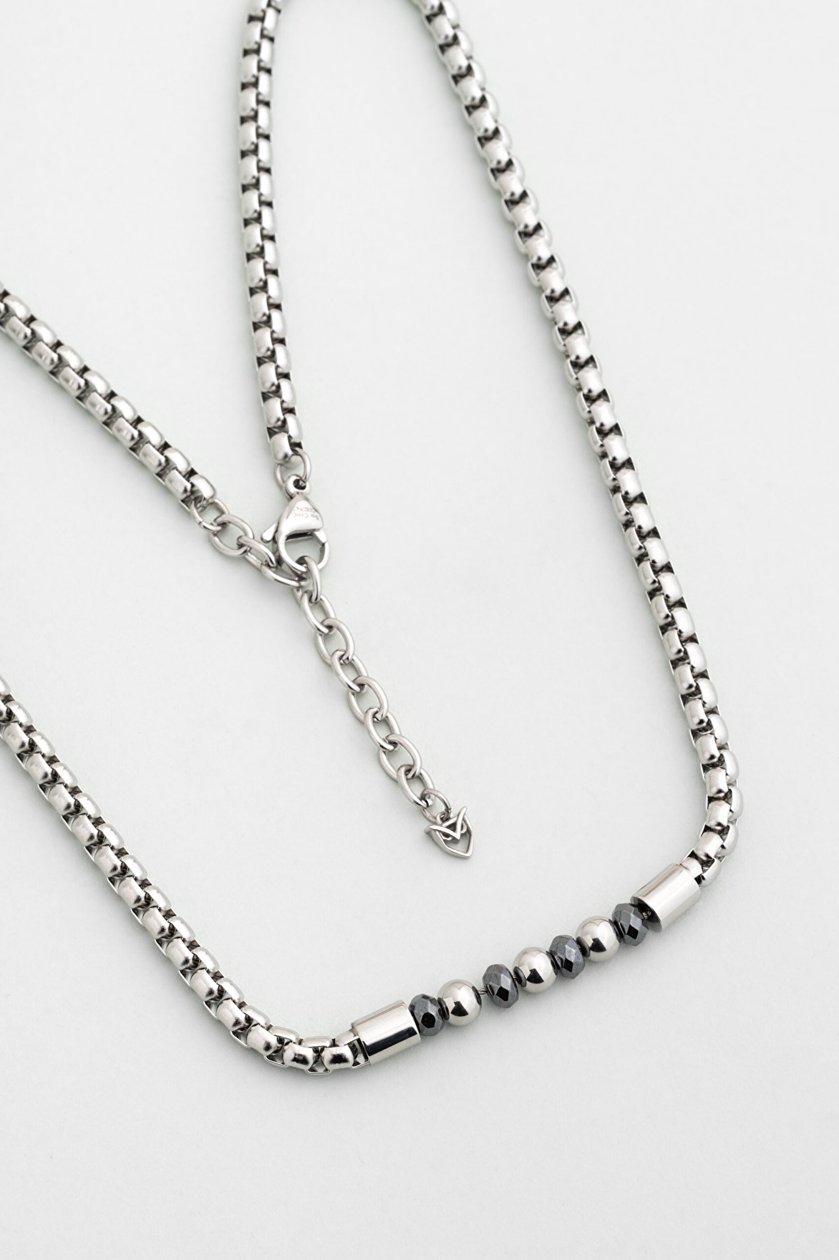 ⁠ Metalik Tasarım Çelik Erkek Kolye_0}