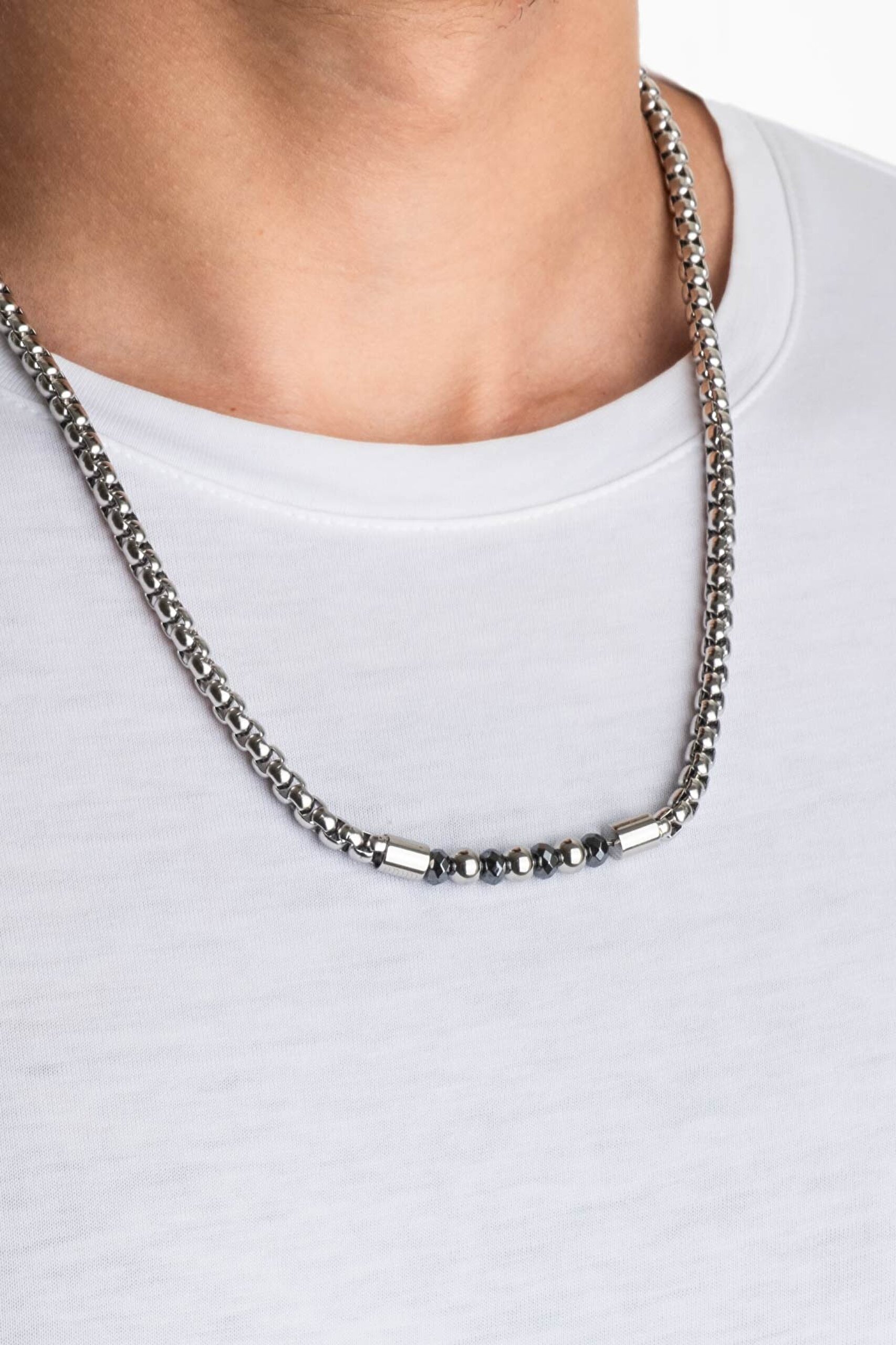 ⁠ Metalik Tasarım Çelik Erkek Kolye_1}