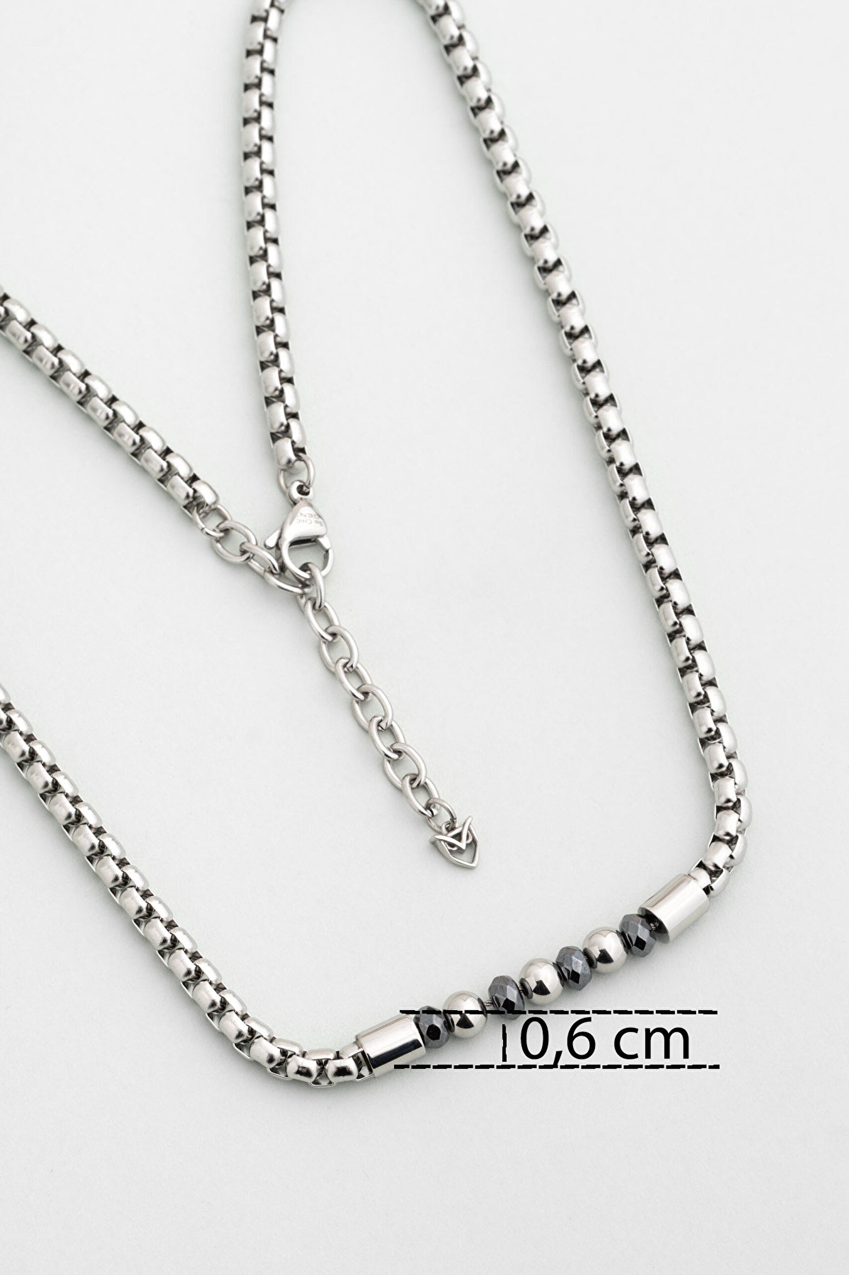 ⁠ Metalik Tasarım Çelik Erkek Kolye_2}