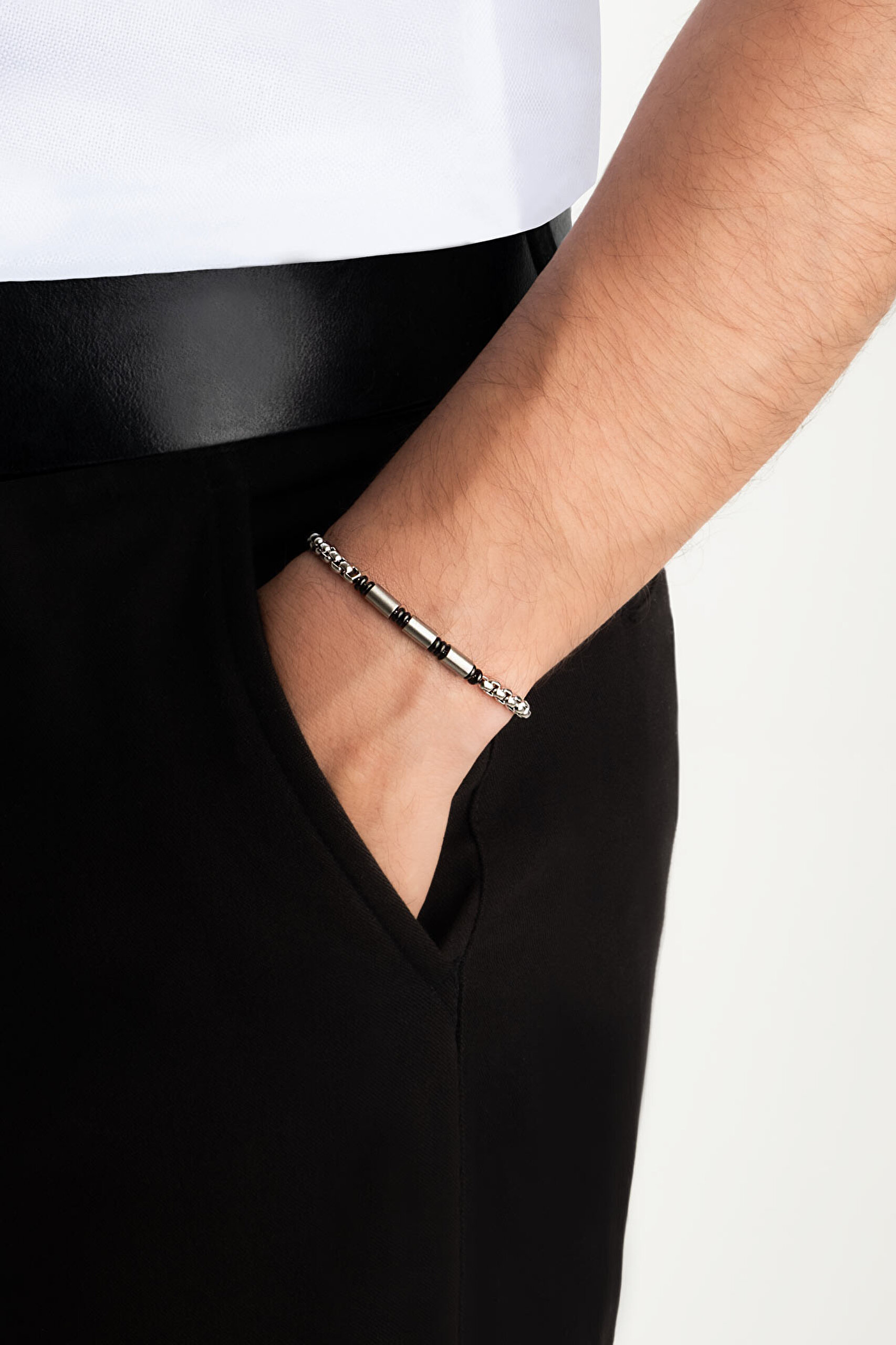 ⁠ Sokak Stili 21 Cm Çelik Erkek Bileklik_3}