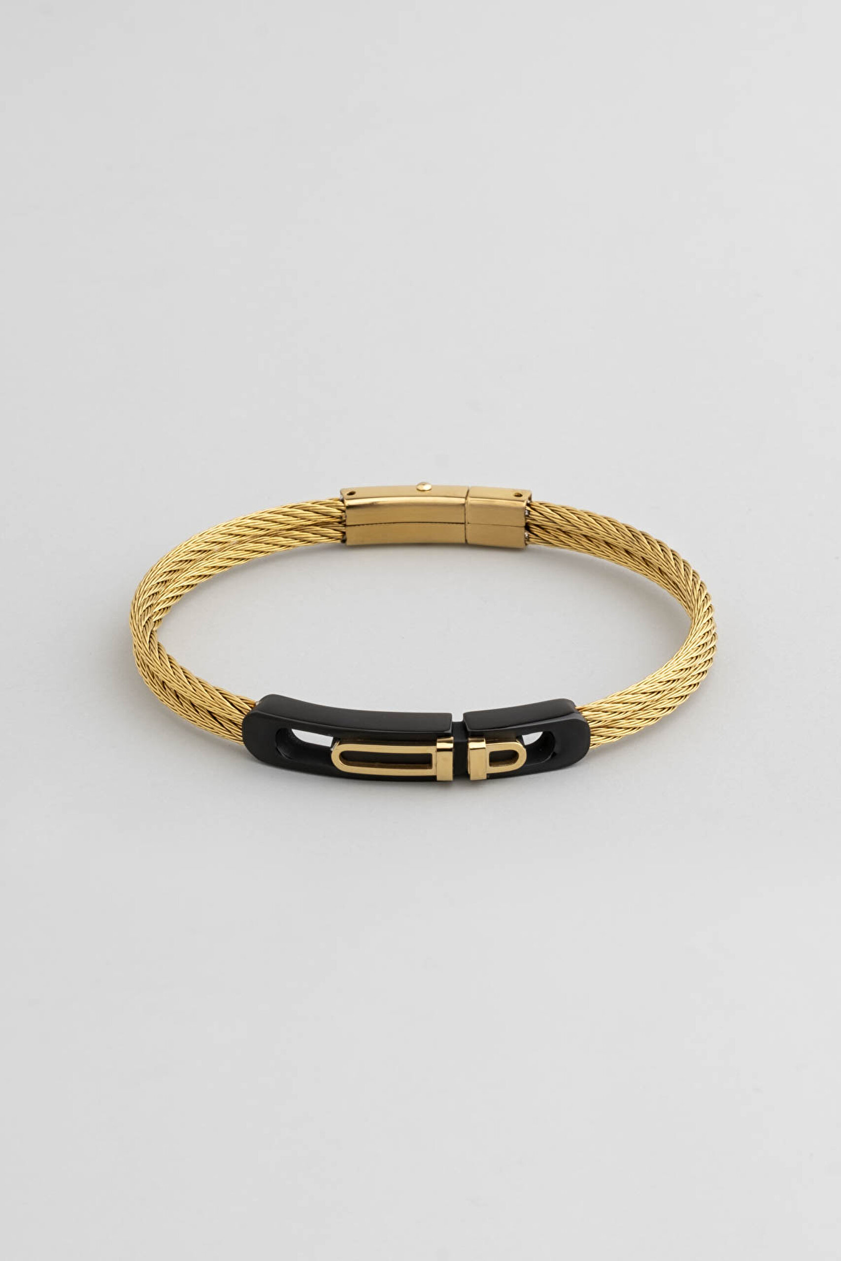 ⁠ Sarı Kaplama Erkek Çelik Bileklik_0}