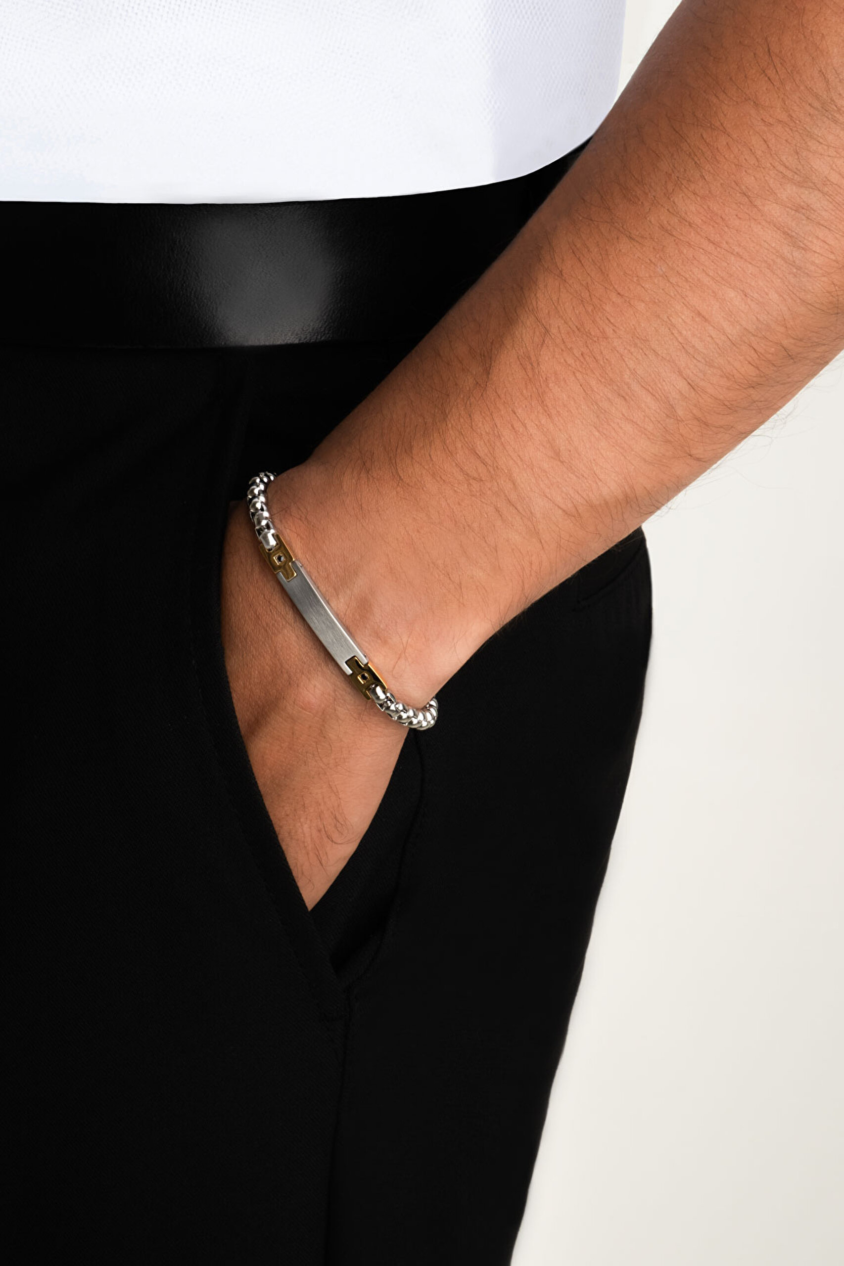 ⁠ Klasik Stil Erkek Çelik Bileklik_3}